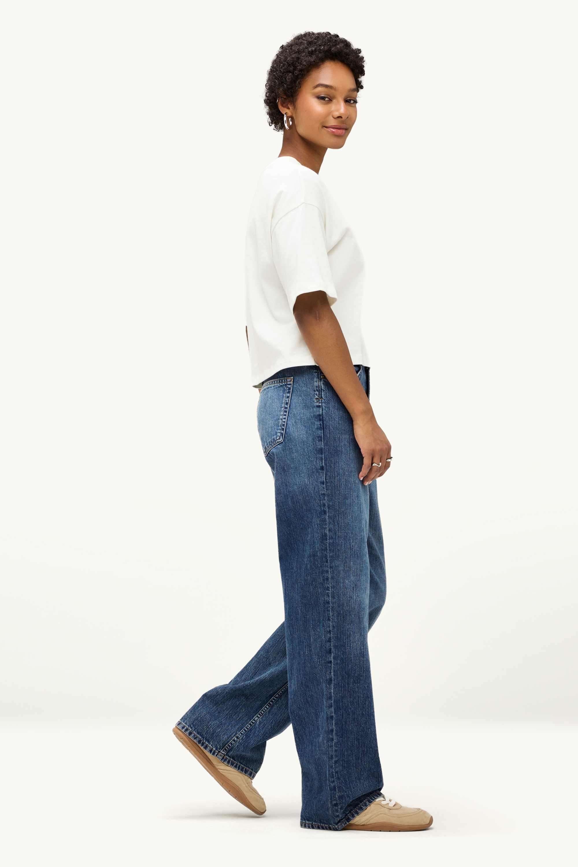 Baggy jeans - mid-rise waist blue denim