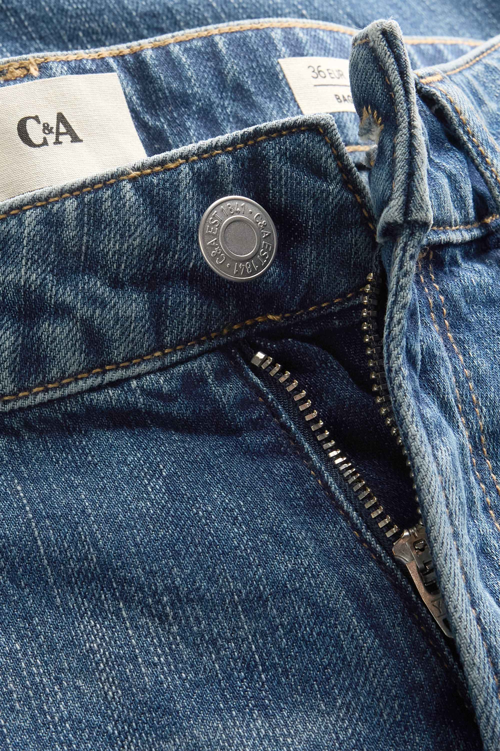 Baggy jeans - mid-rise waist blue denim