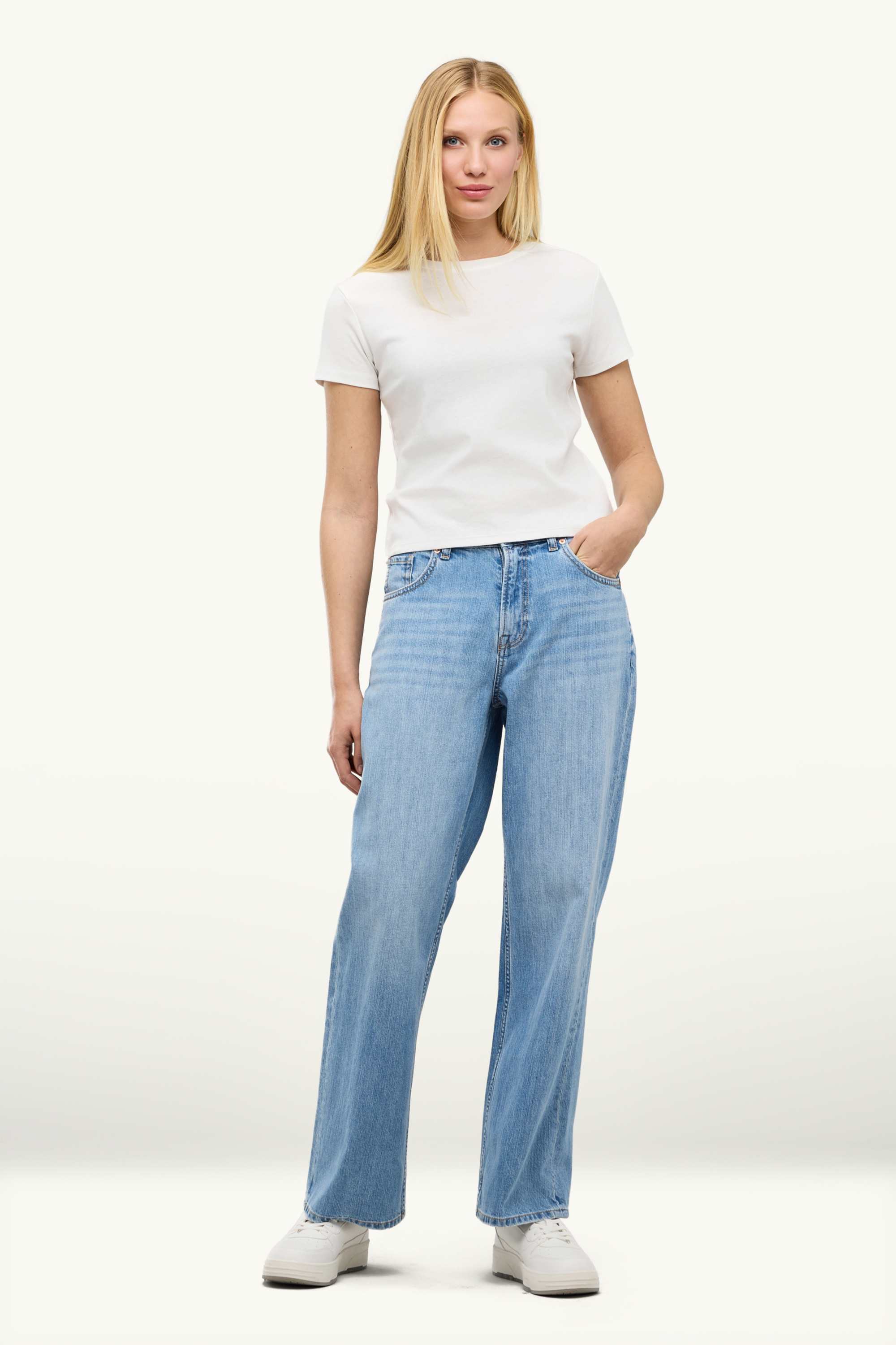 Baggy jeans - mid-rise waist denim-light blue