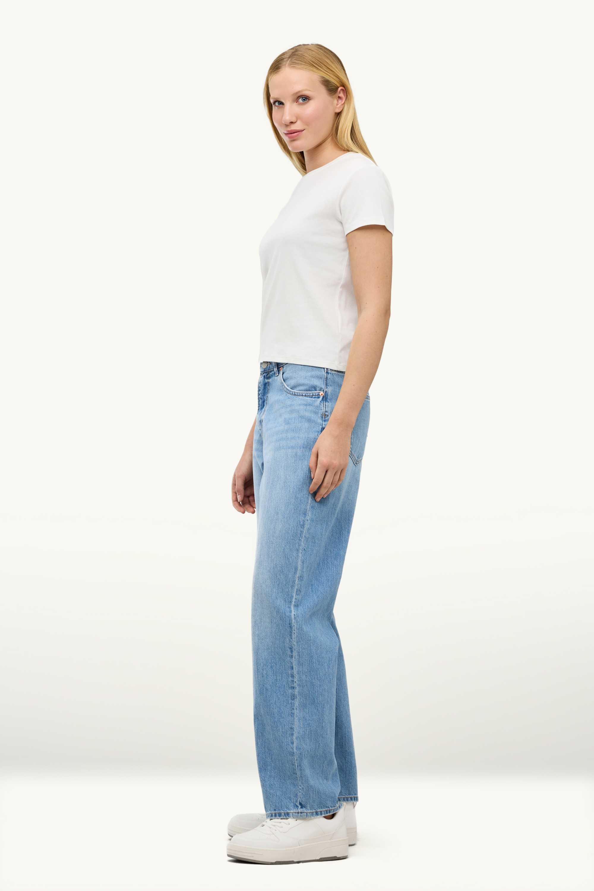 Baggy jeans - mid-rise waist denim-light blue
