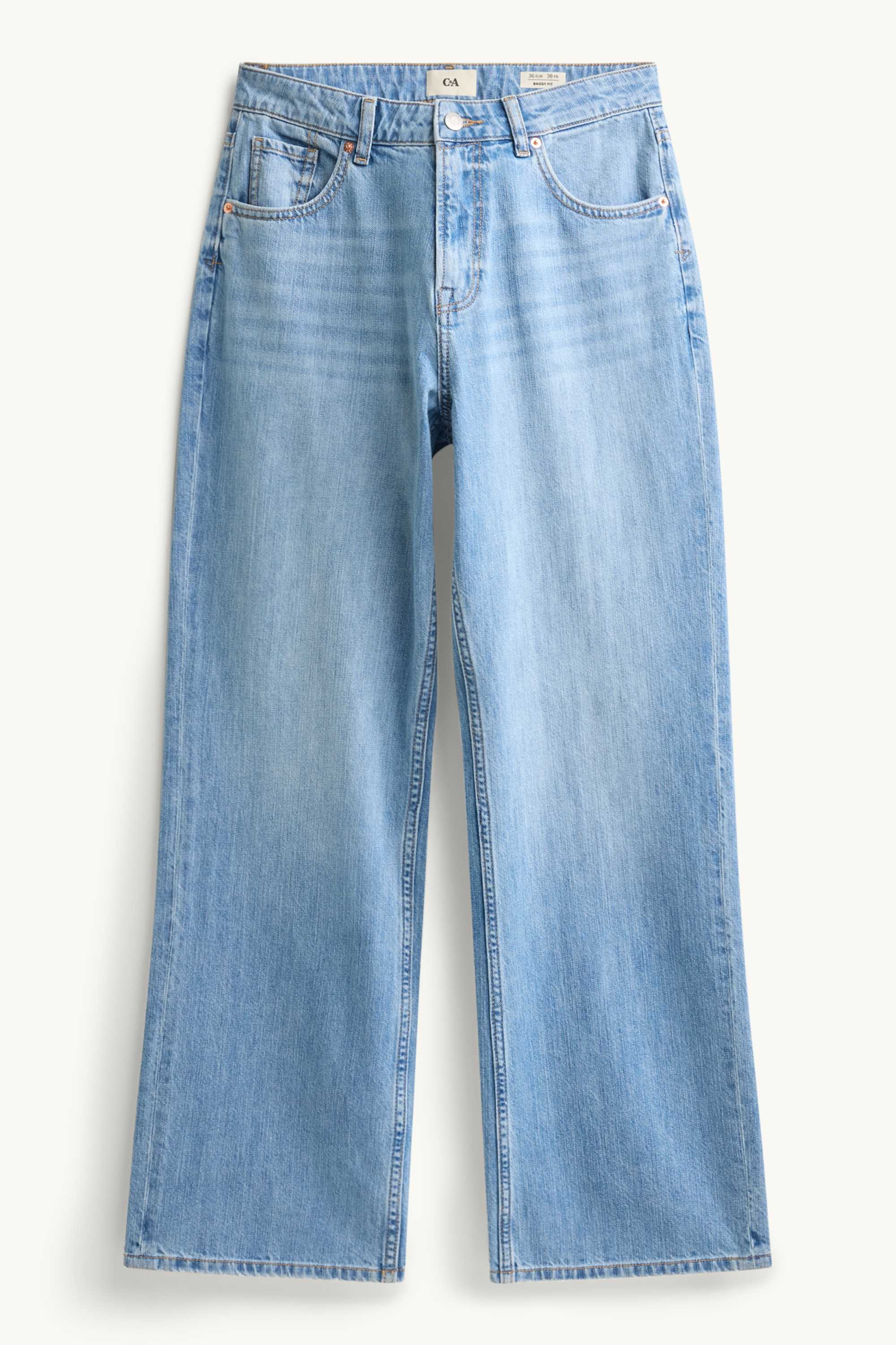Baggy jeans - mid-rise waist denim-light blue