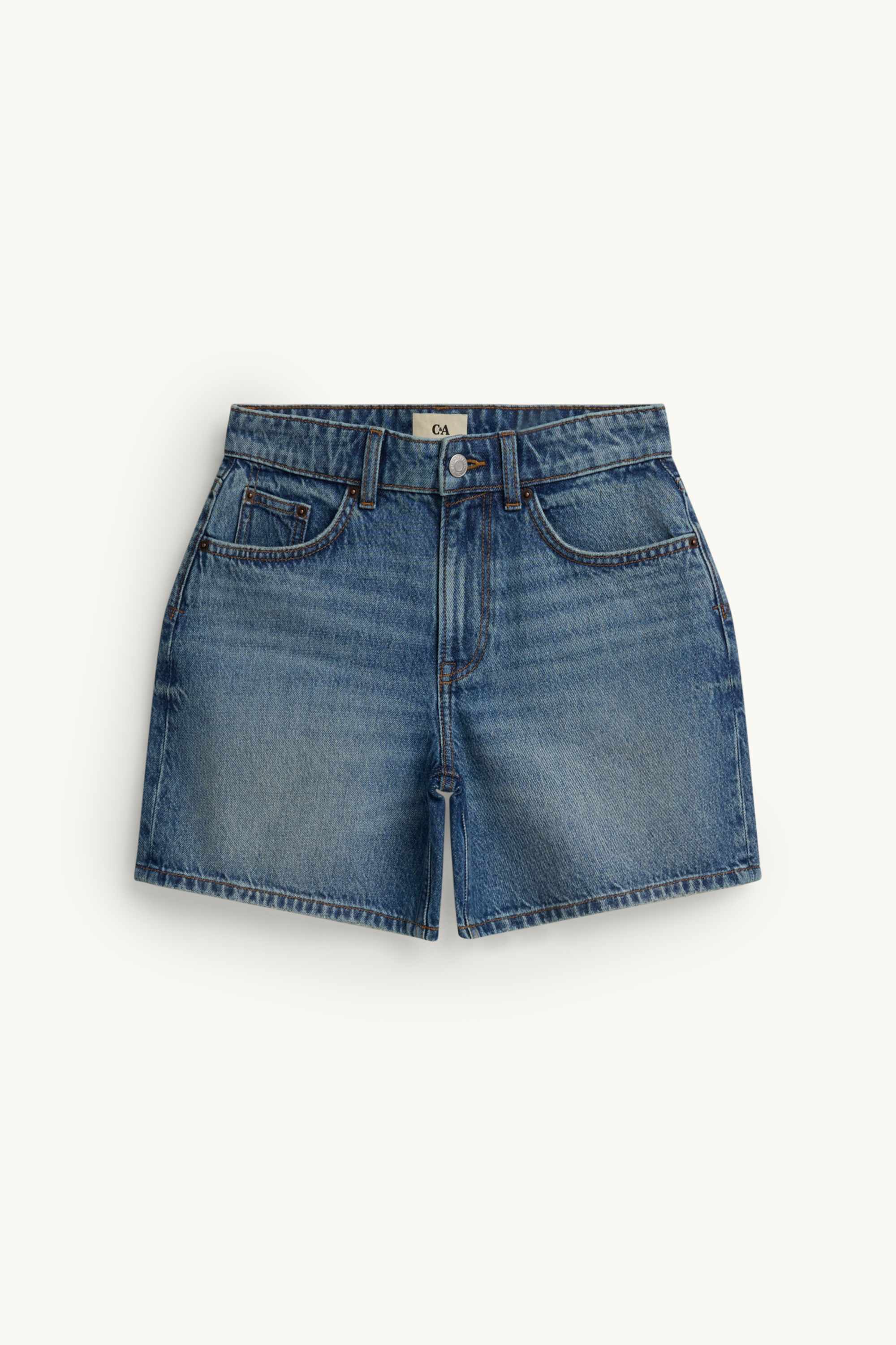 Mom shorts - mid-rise waist denim-dark blue