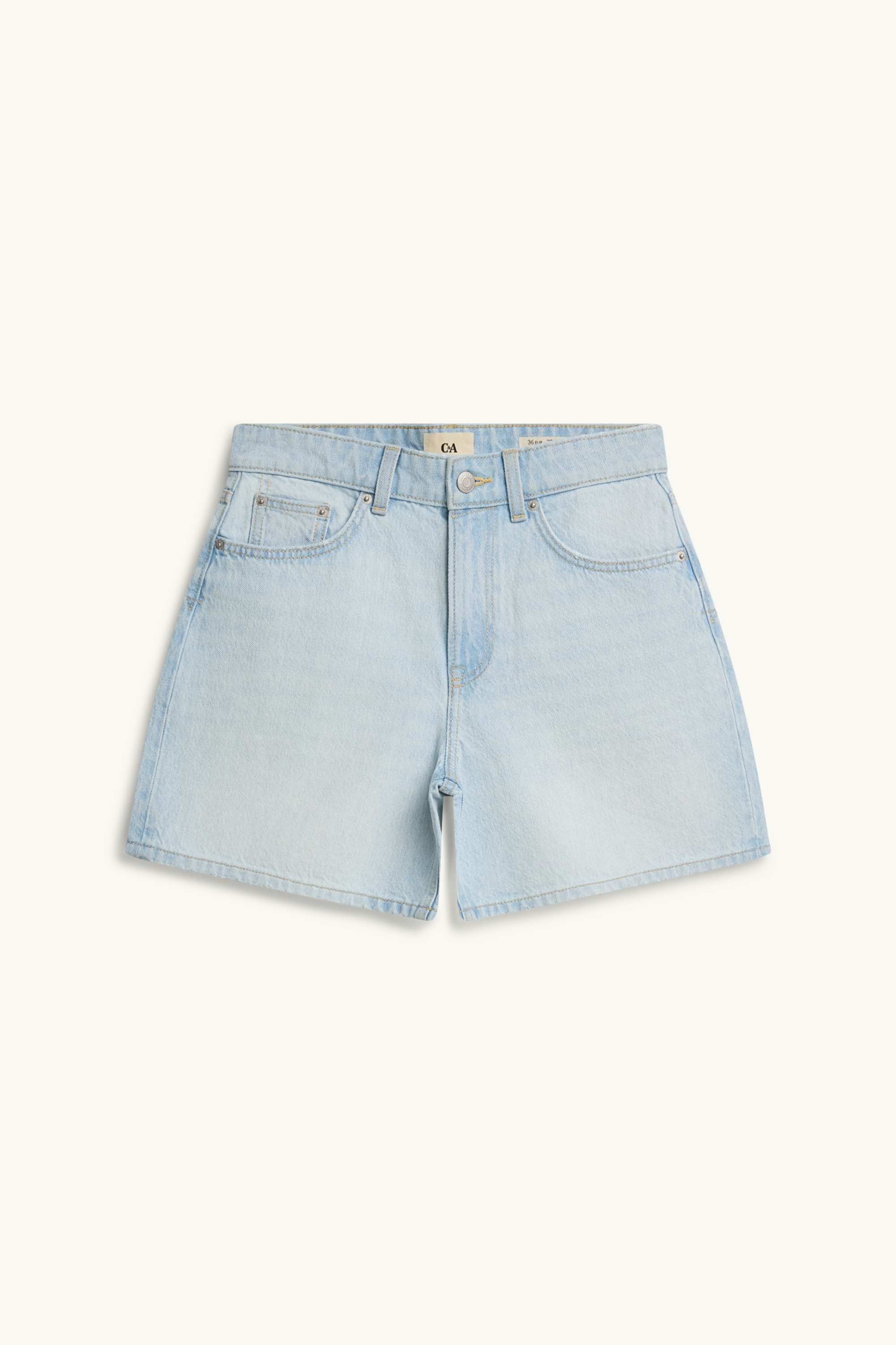 Mom shorts - mid-rise waist denim-light blue