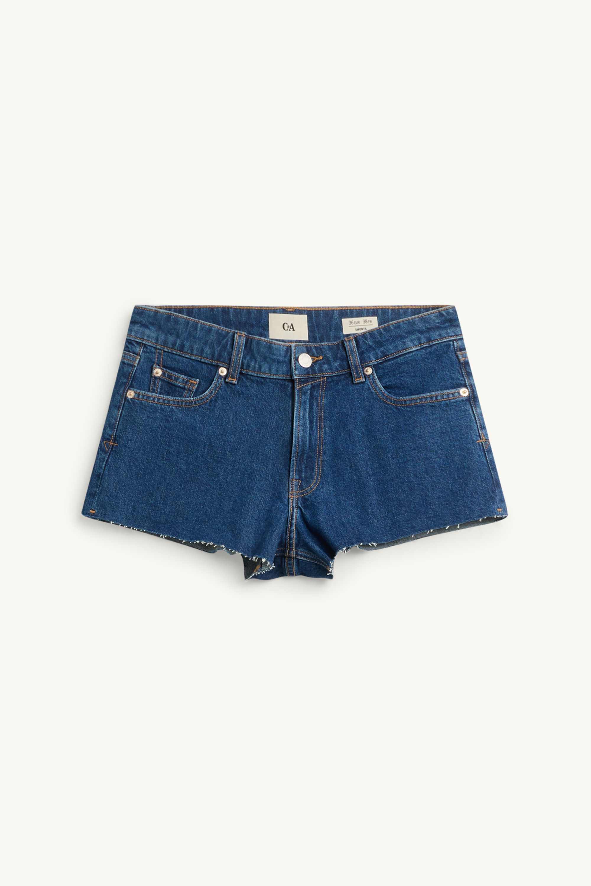 Denim shorts - mid-rise waist denim-dark blue