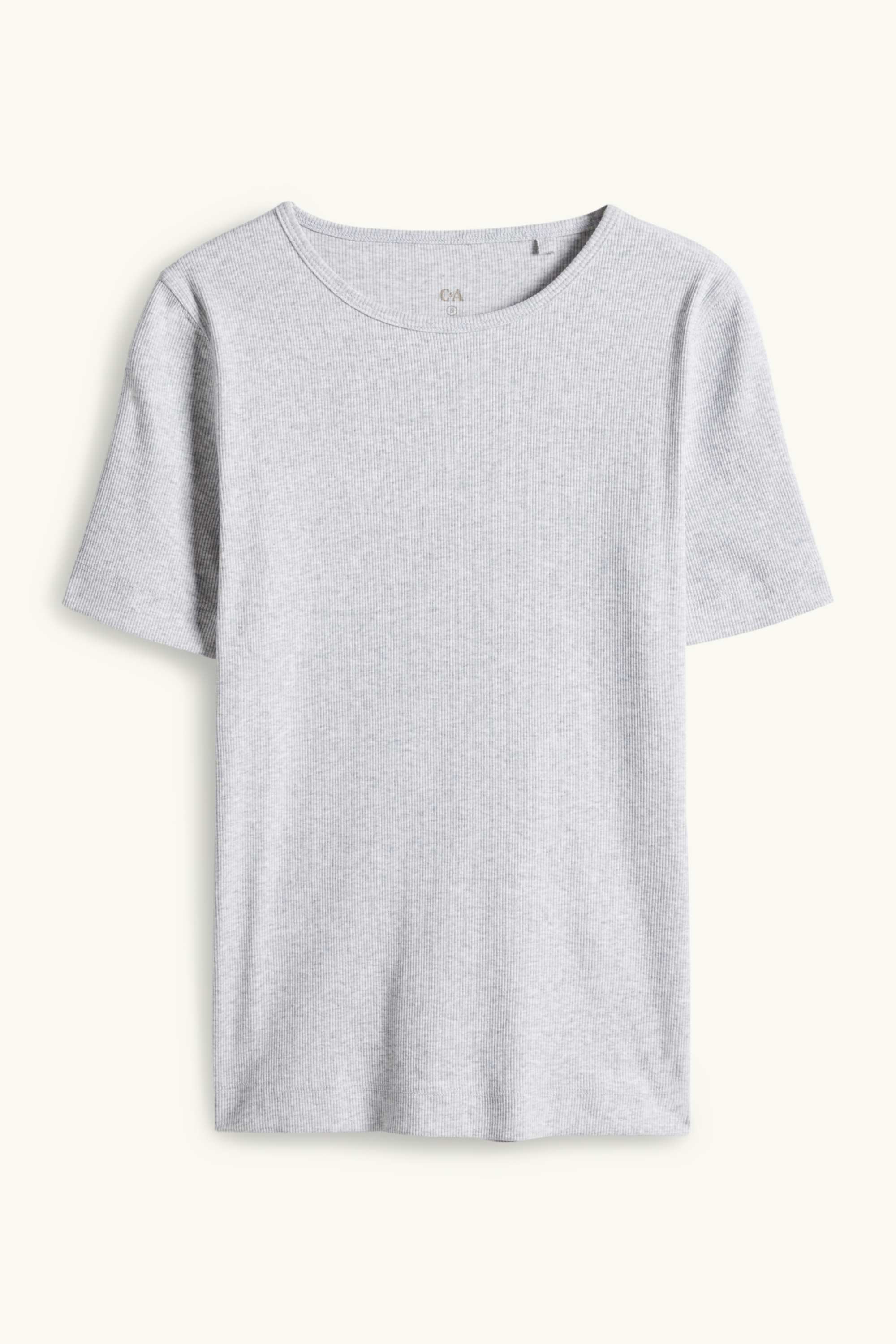 T-shirt - slim fit - ribbed light gray