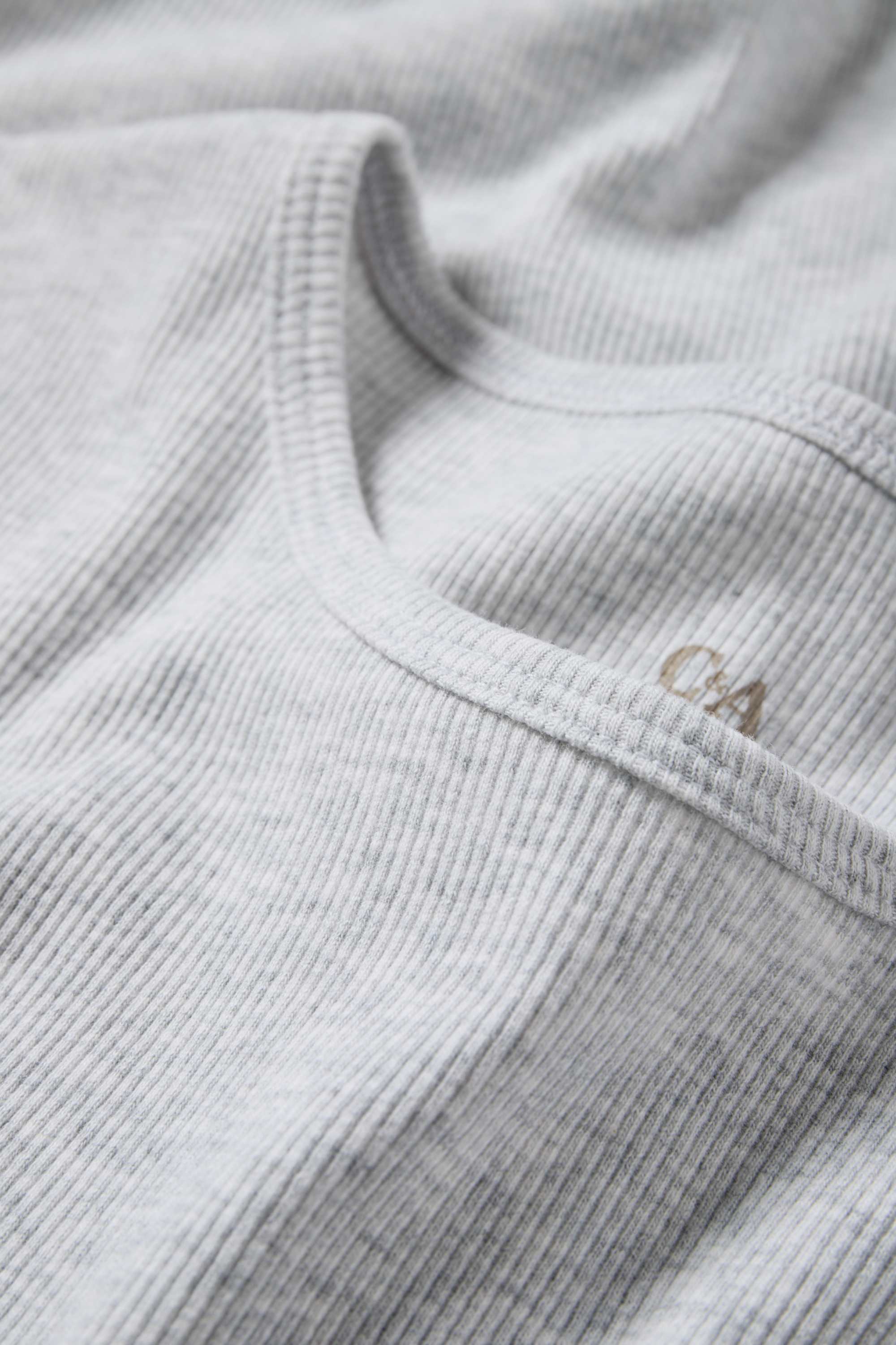 T-shirt - slim fit - ribbed light gray