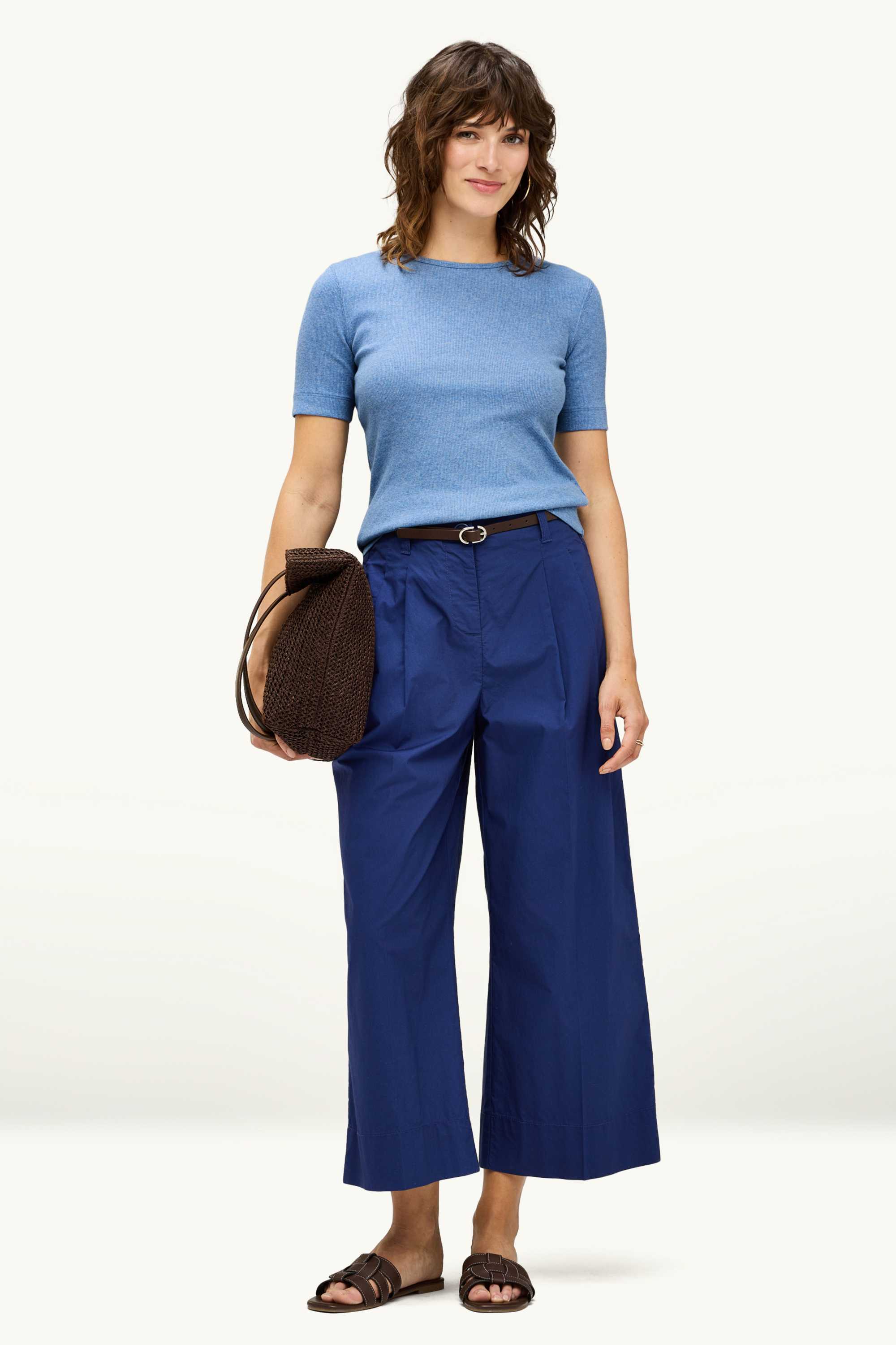 T-shirt - slim fit - ribbed blue