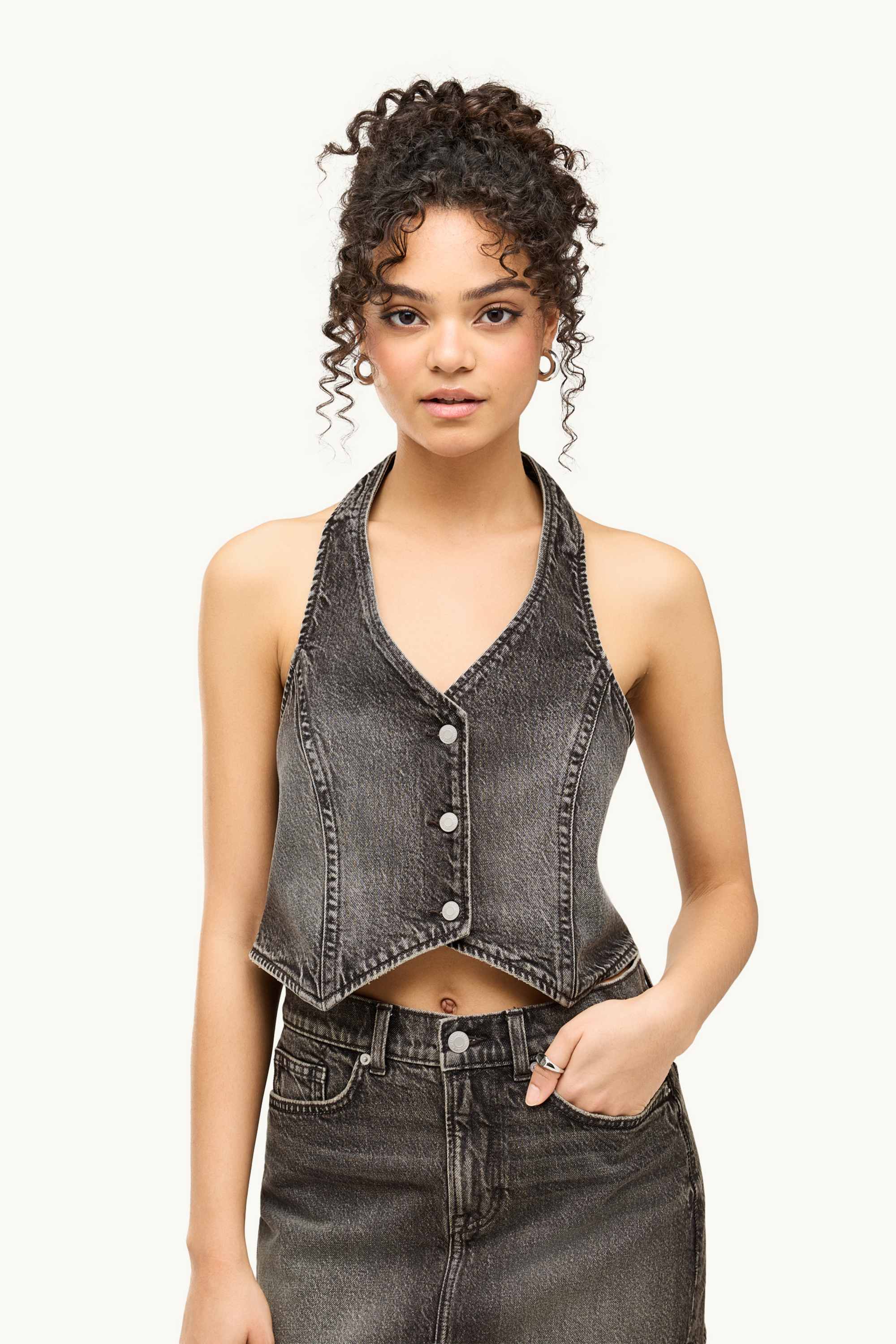 Denim top denim-gray