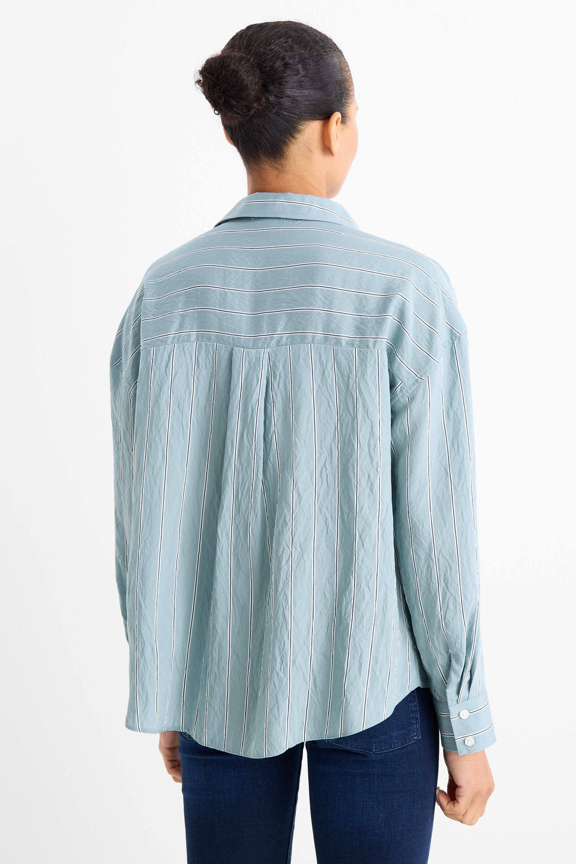 Blouse - striped turquoise