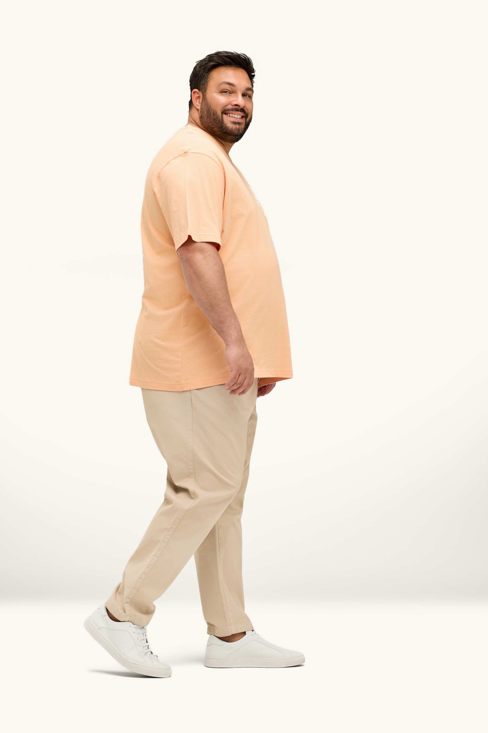 Chinos - tapered fit - textured light beige