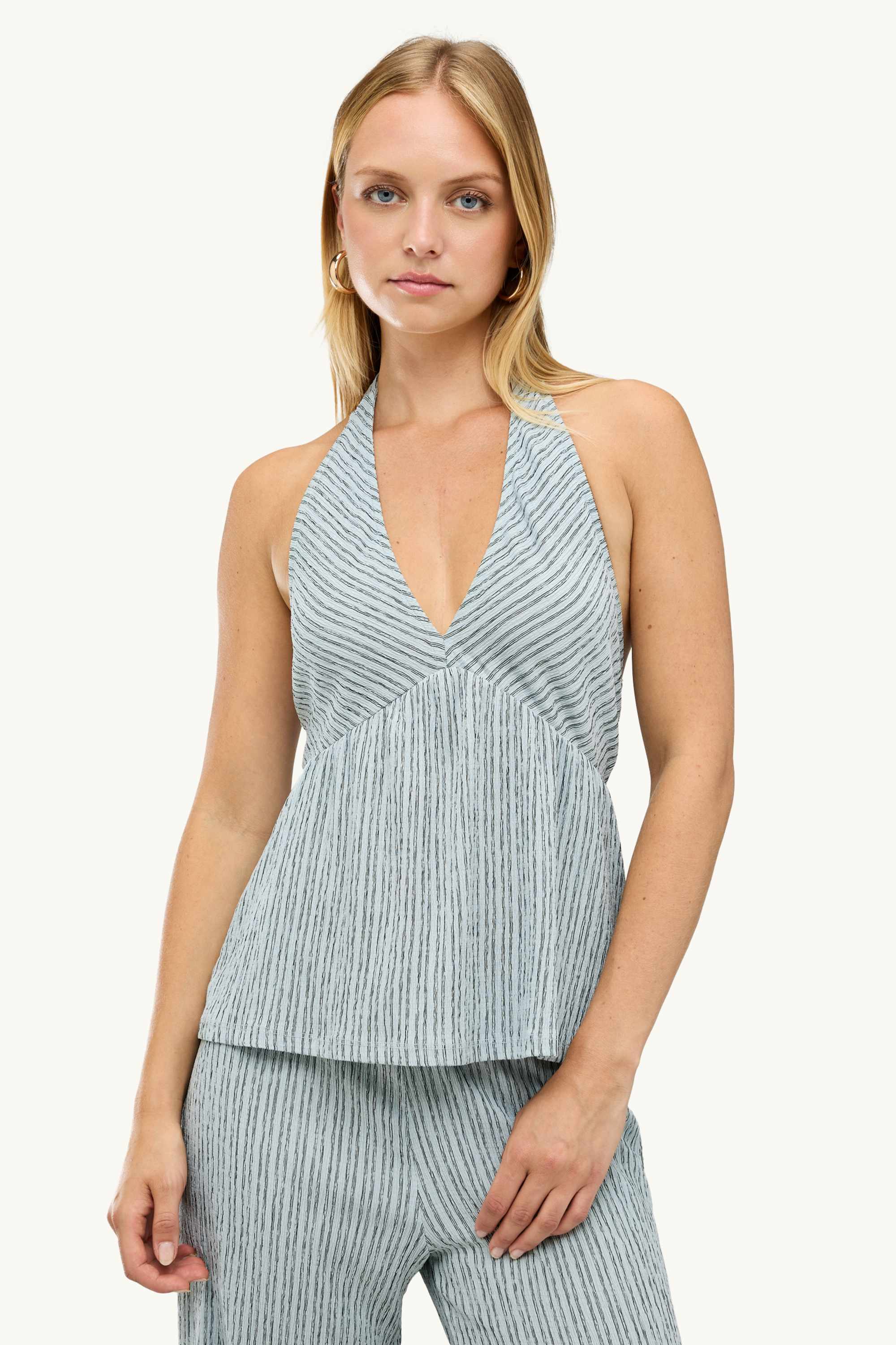 Top - striped light blue