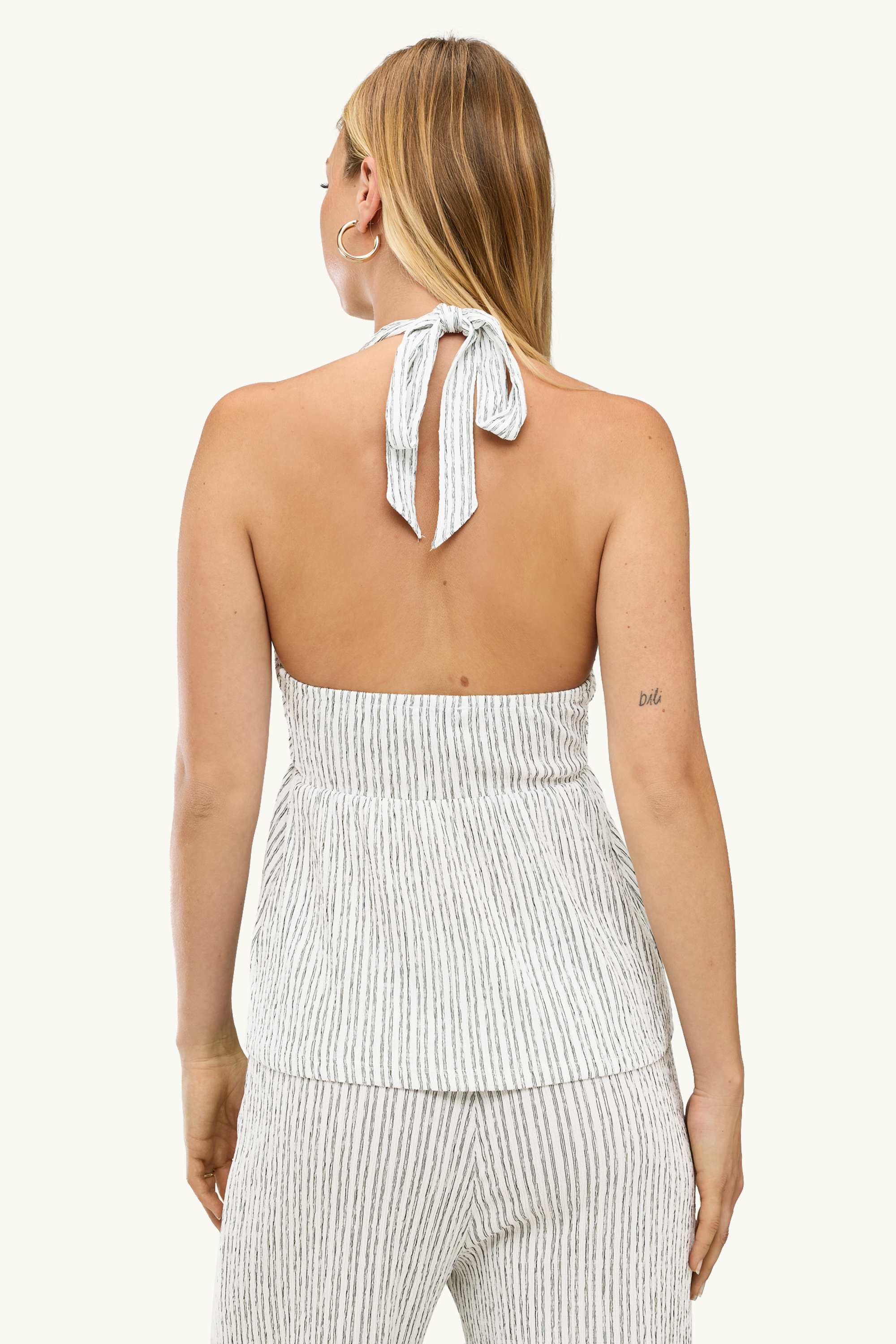 Top - striped white / black