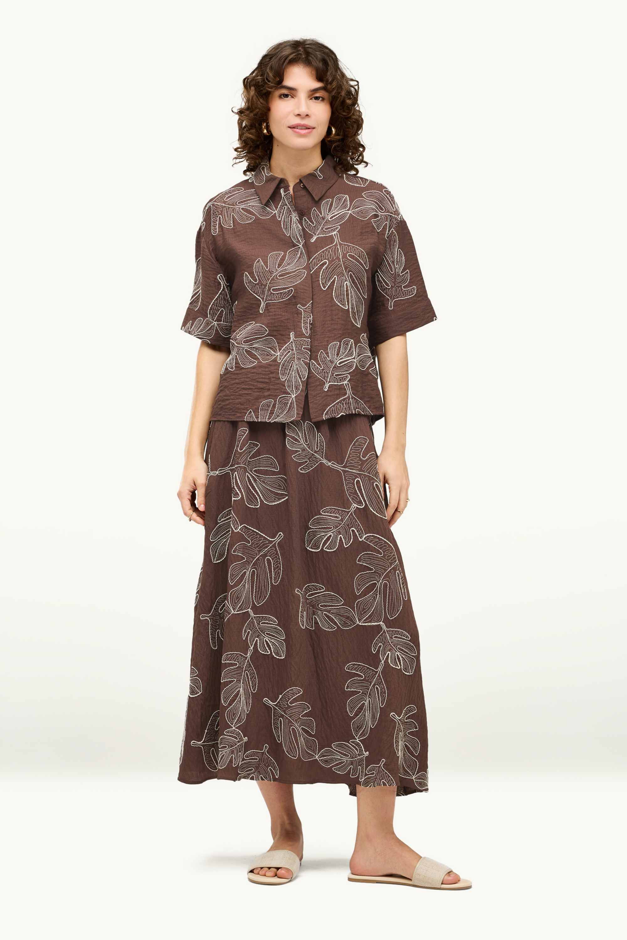 Shirt blouse - patterned brown