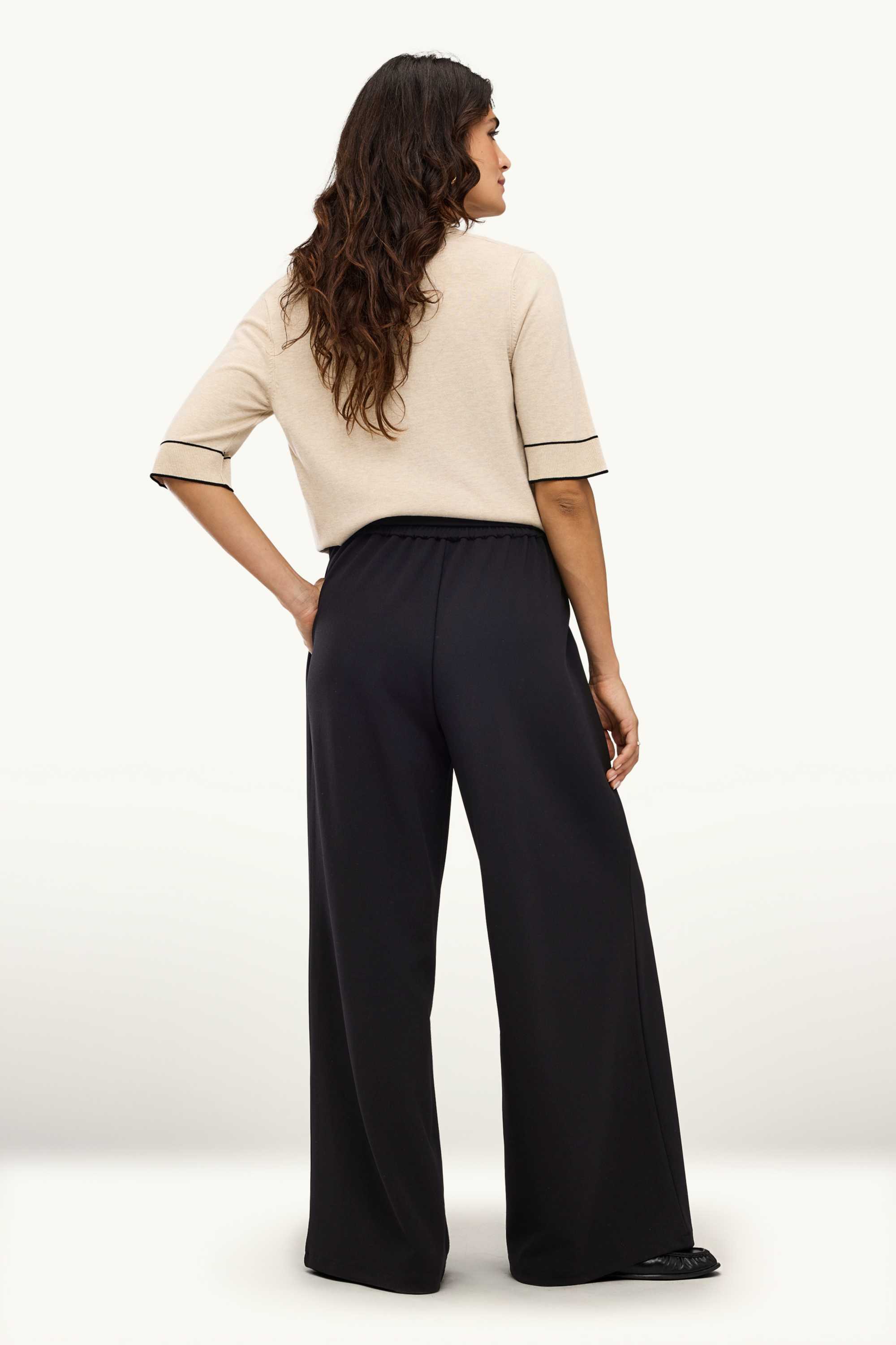 Cloth trousers - high waist - wide leg black