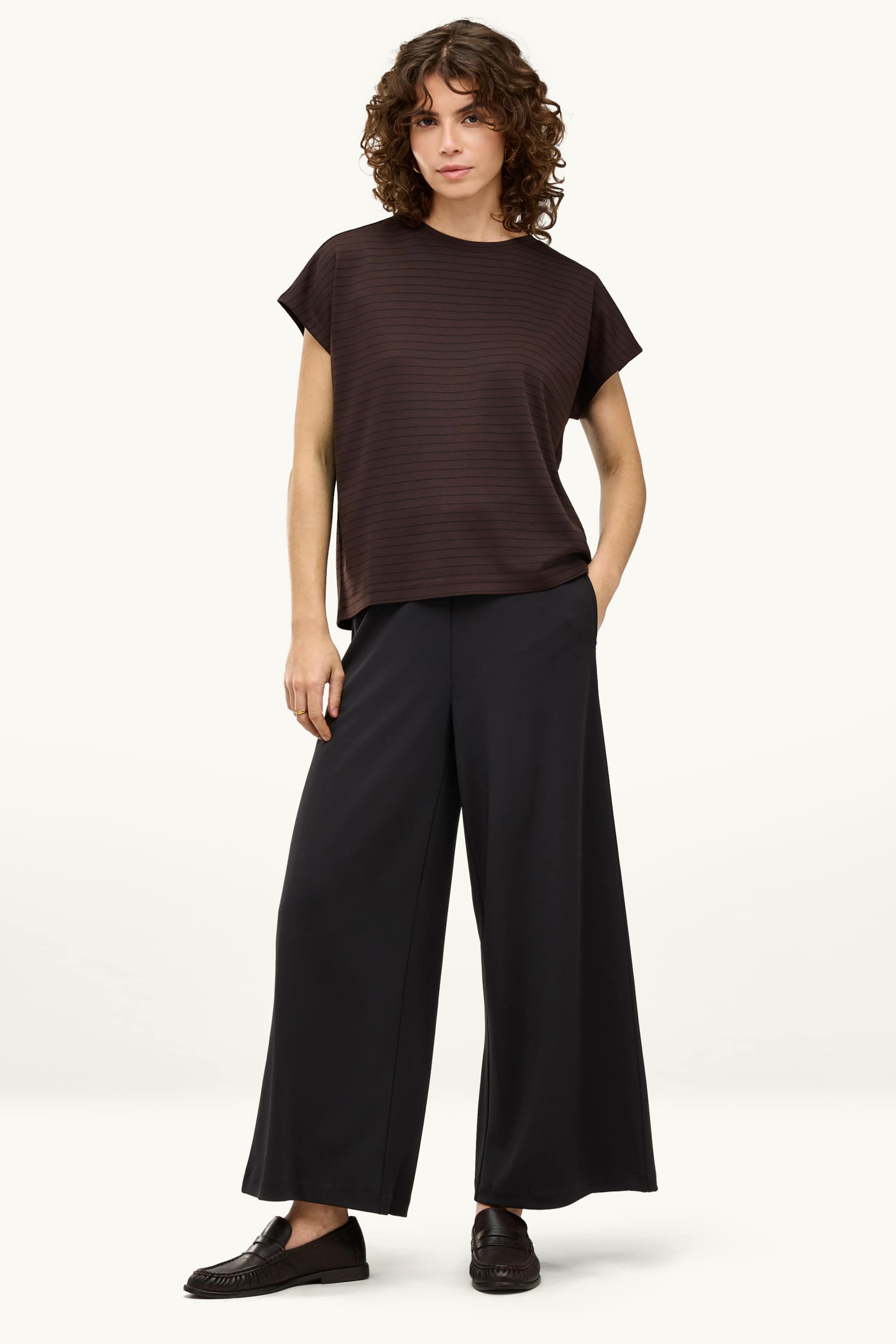 Jersey trousers - high waist - wide leg black