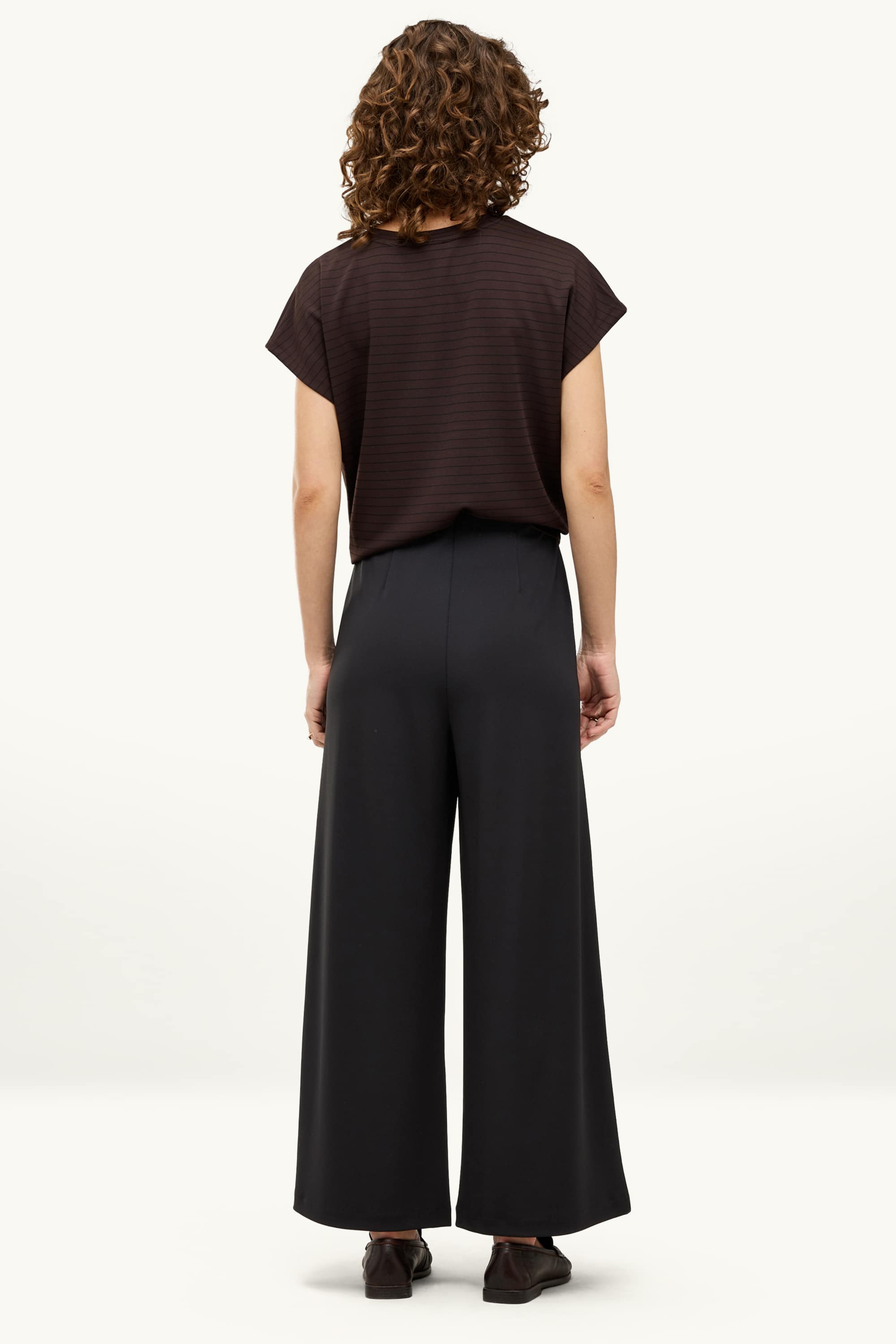 Jersey trousers - high waist - wide leg black