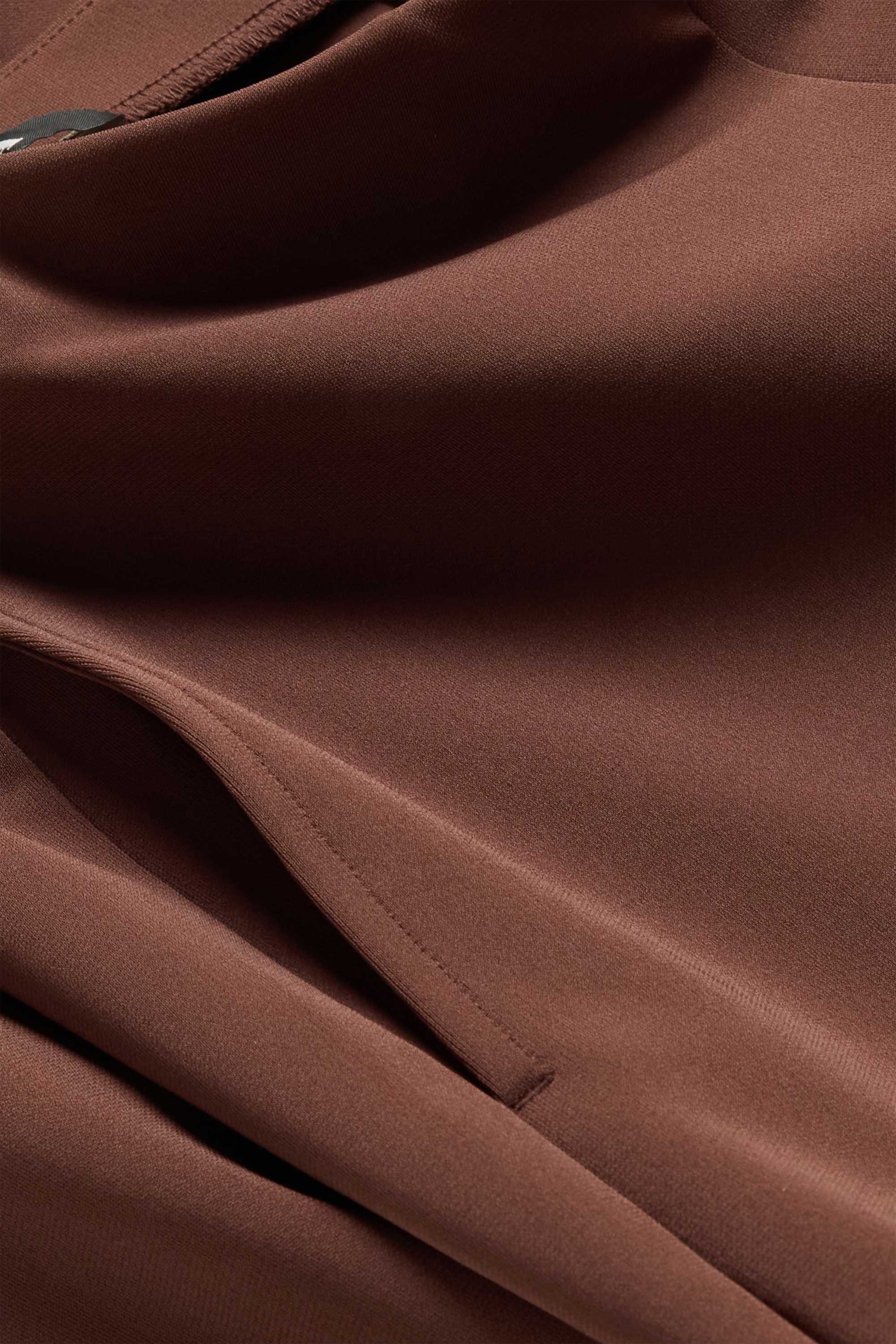 Jersey trousers - high waist - wide leg dark brown