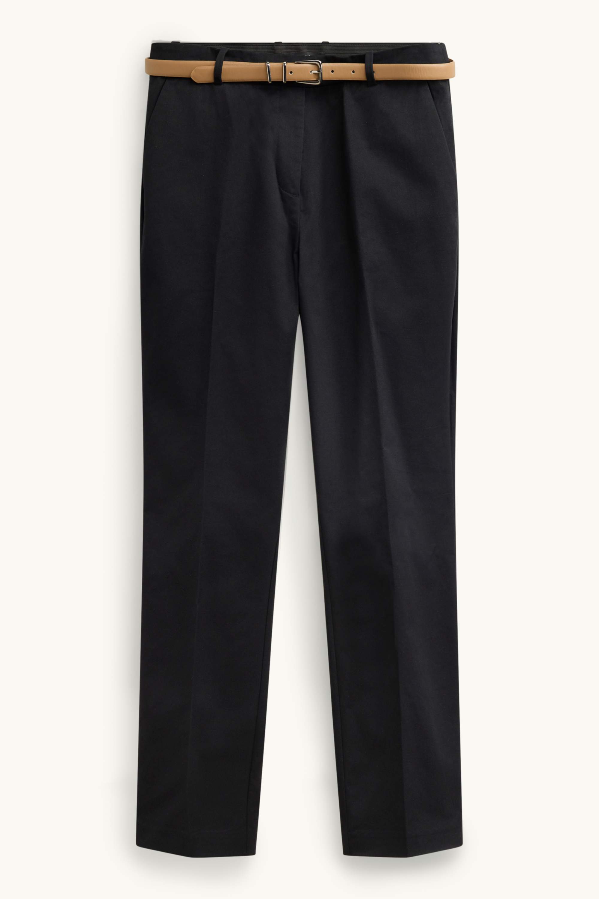 Cloth trousers with belt - mid-rise waist - tapered fit black