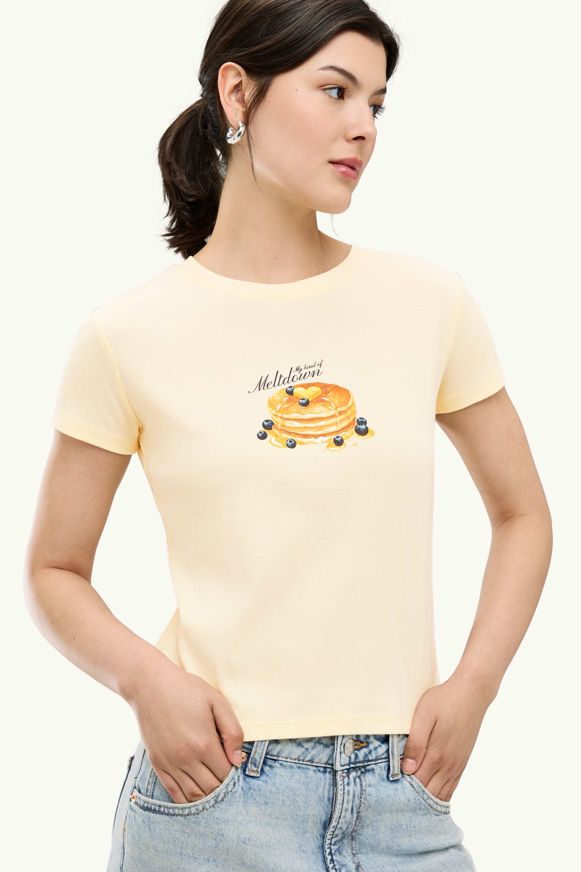 T-shirt - slim fit light yellow