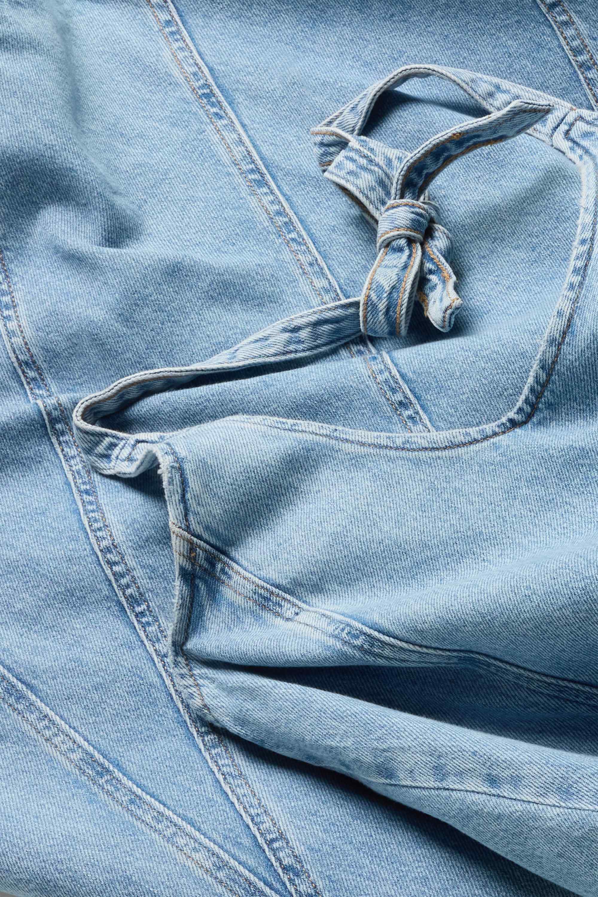 Denim dress with V-neck blue denim