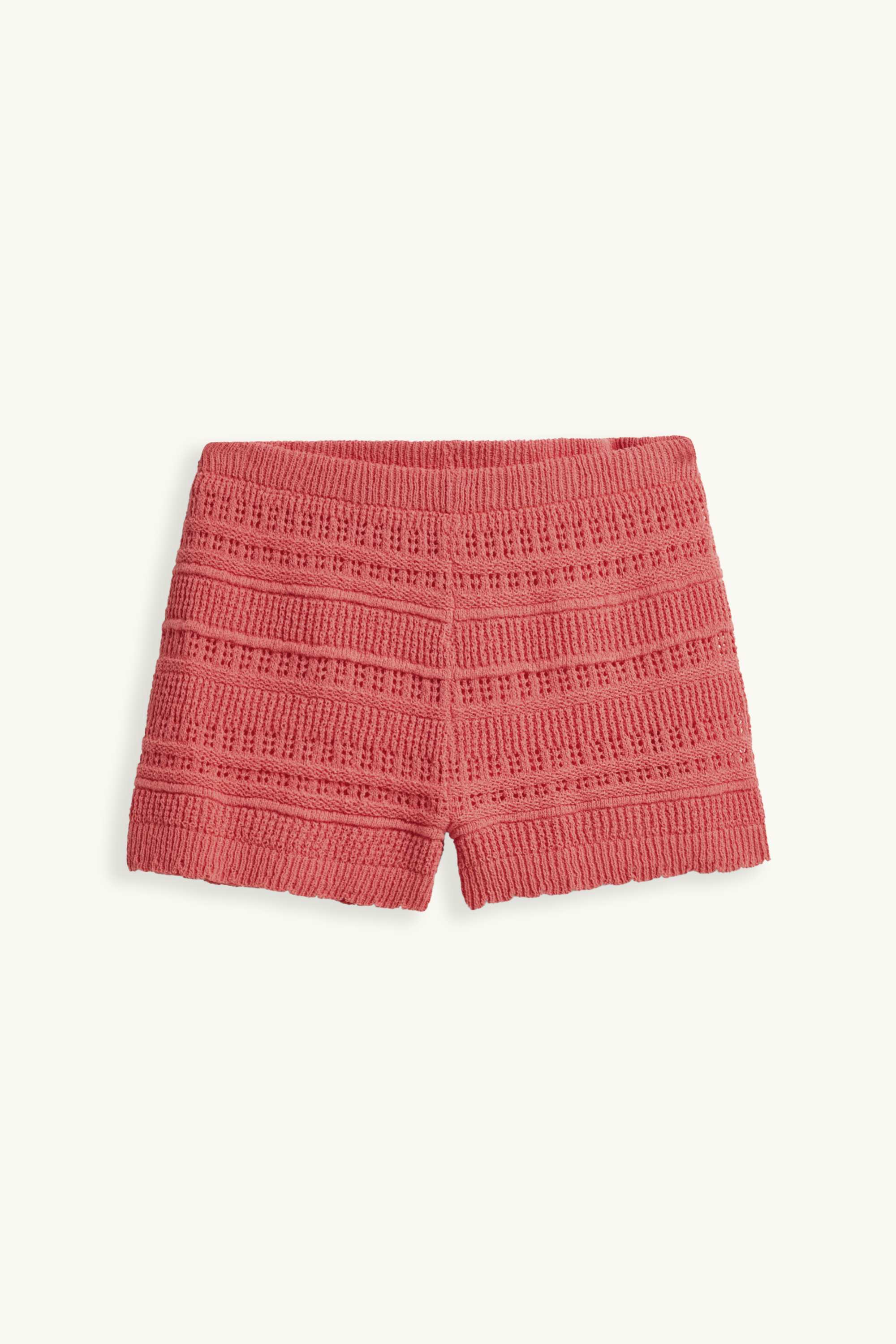Crocheted shorts - high waist coral