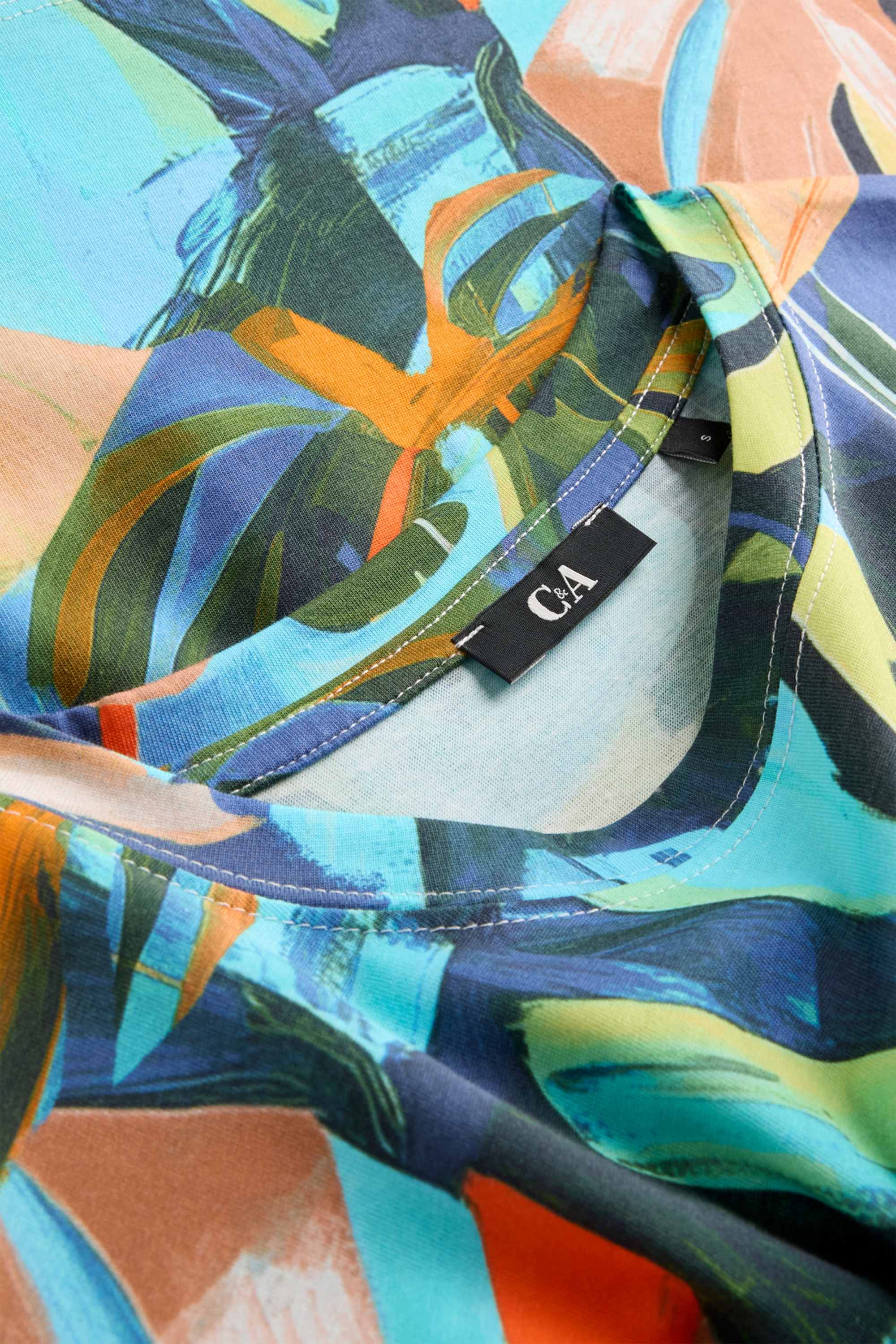 T-shirt - relaxed fit - patterned orange / blue