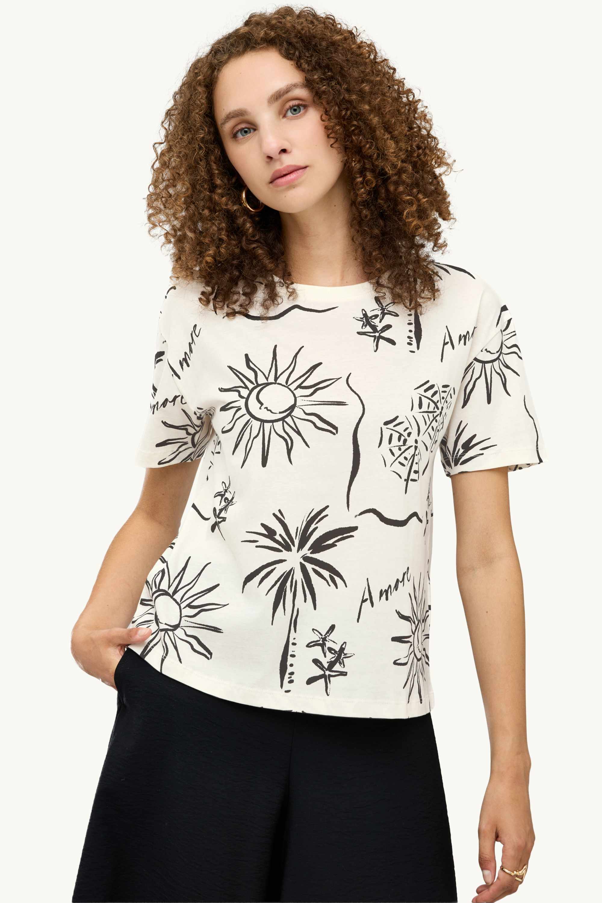 T-shirt - regular fit white / black