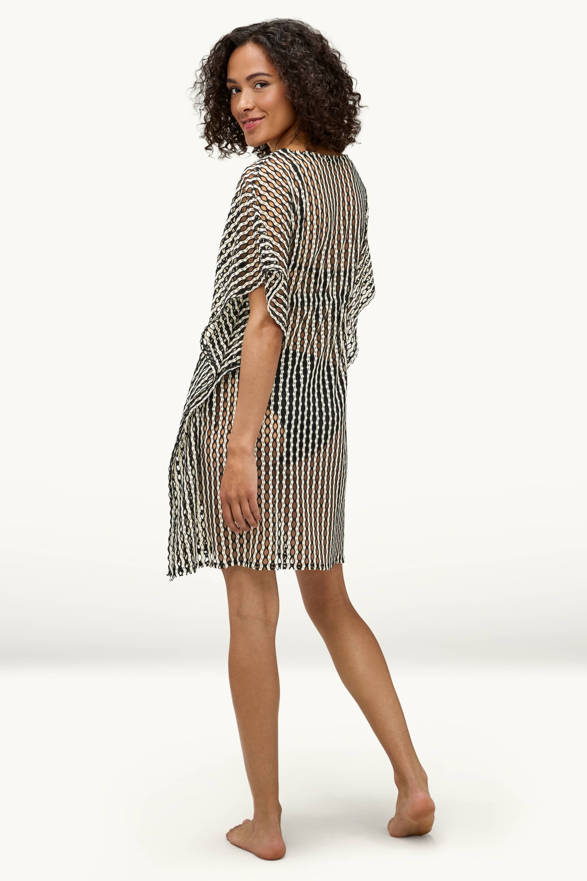 Kaftan - striped white / black