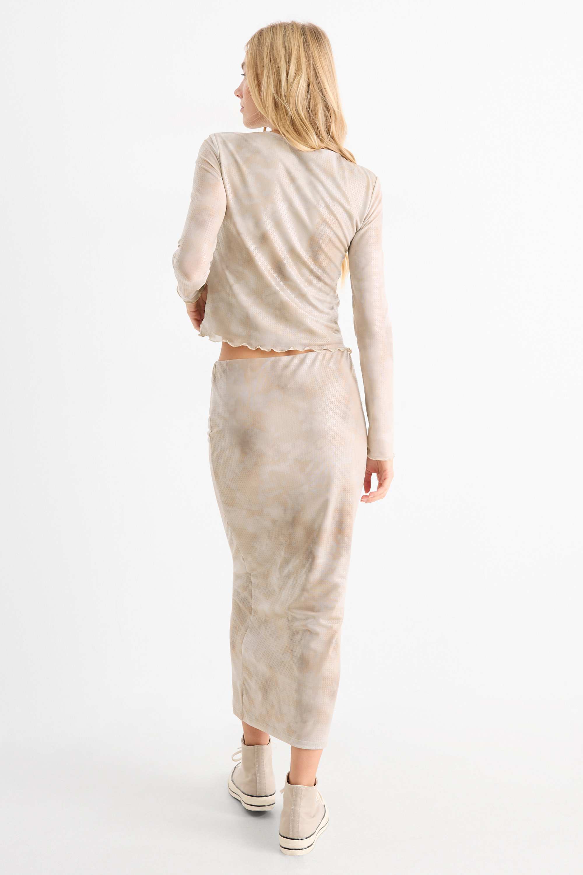Mesh skirt - patterned beige