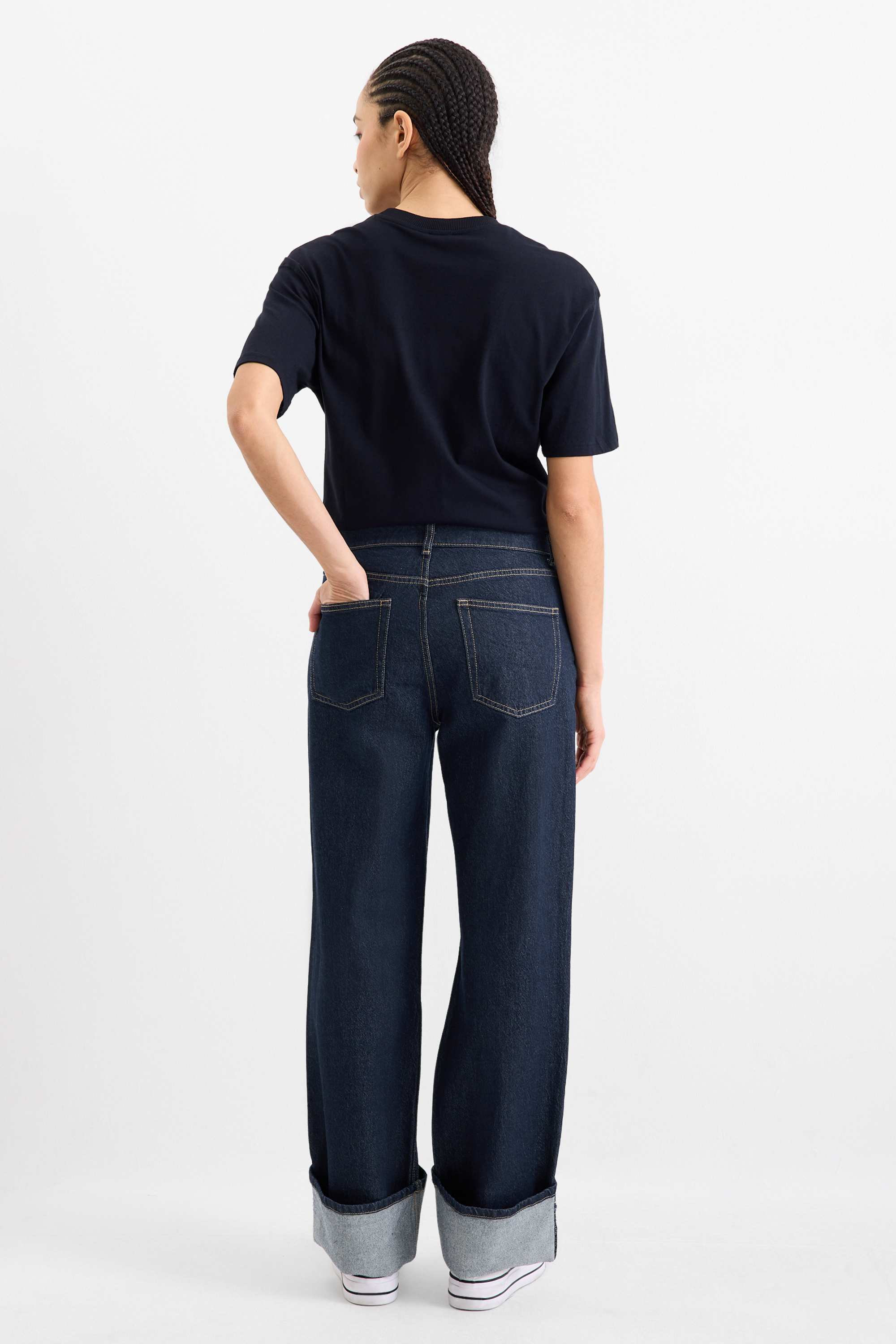 Baggy jeans - mid-rise waist dark blue