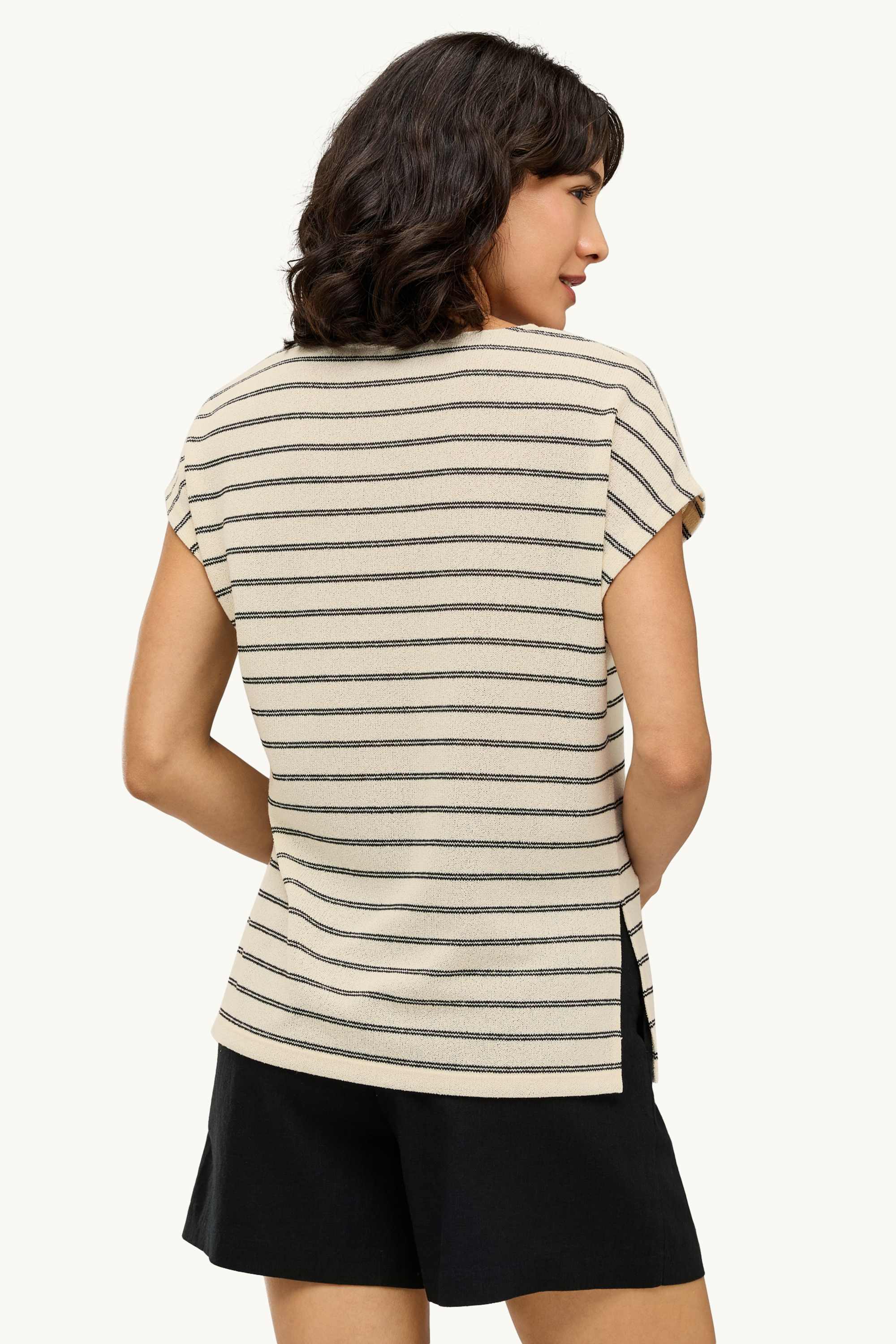 T-shirt - regular fit - striped cremewhite