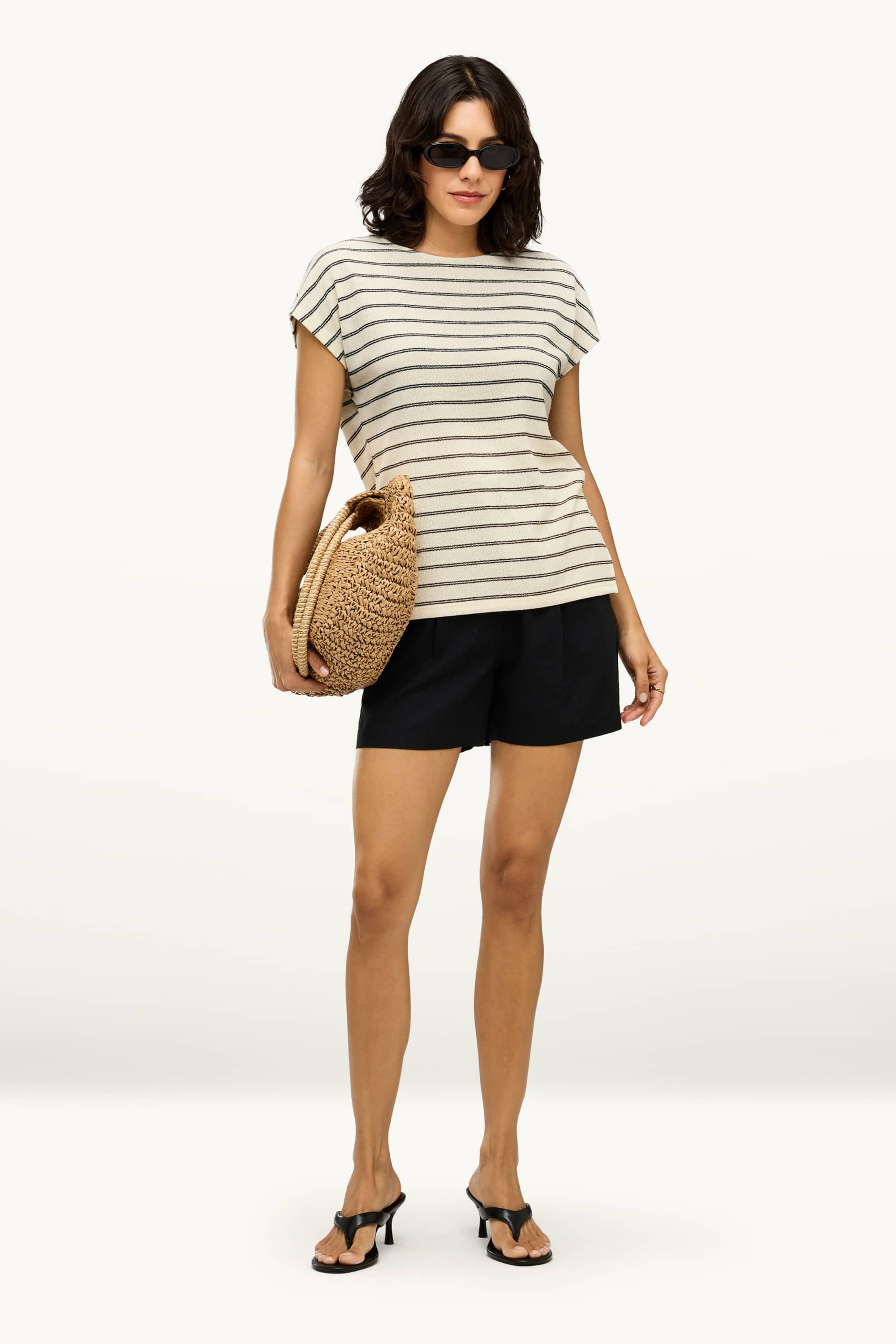 T-shirt - regular fit - striped cremewhite
