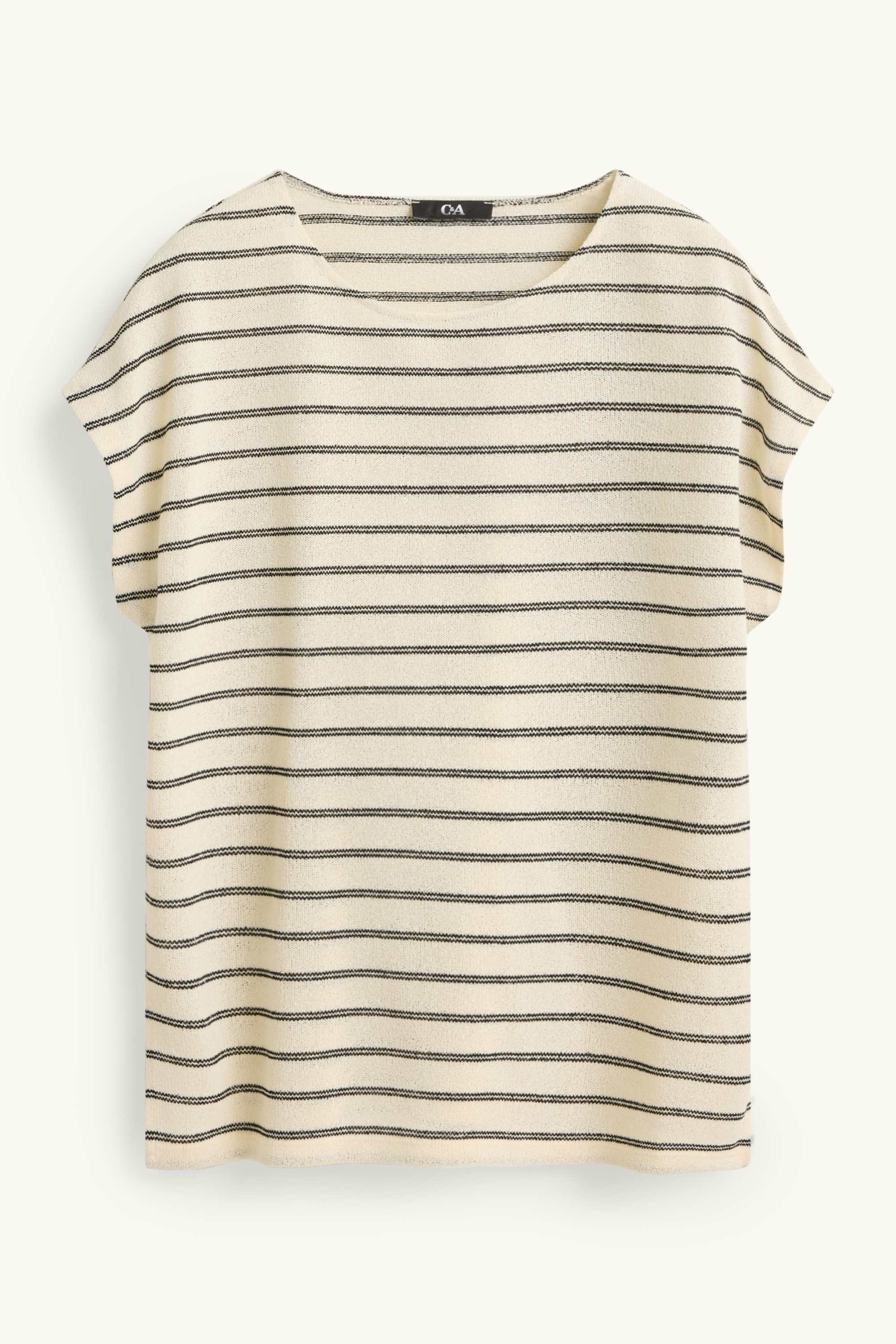 T-shirt - regular fit - striped cremewhite