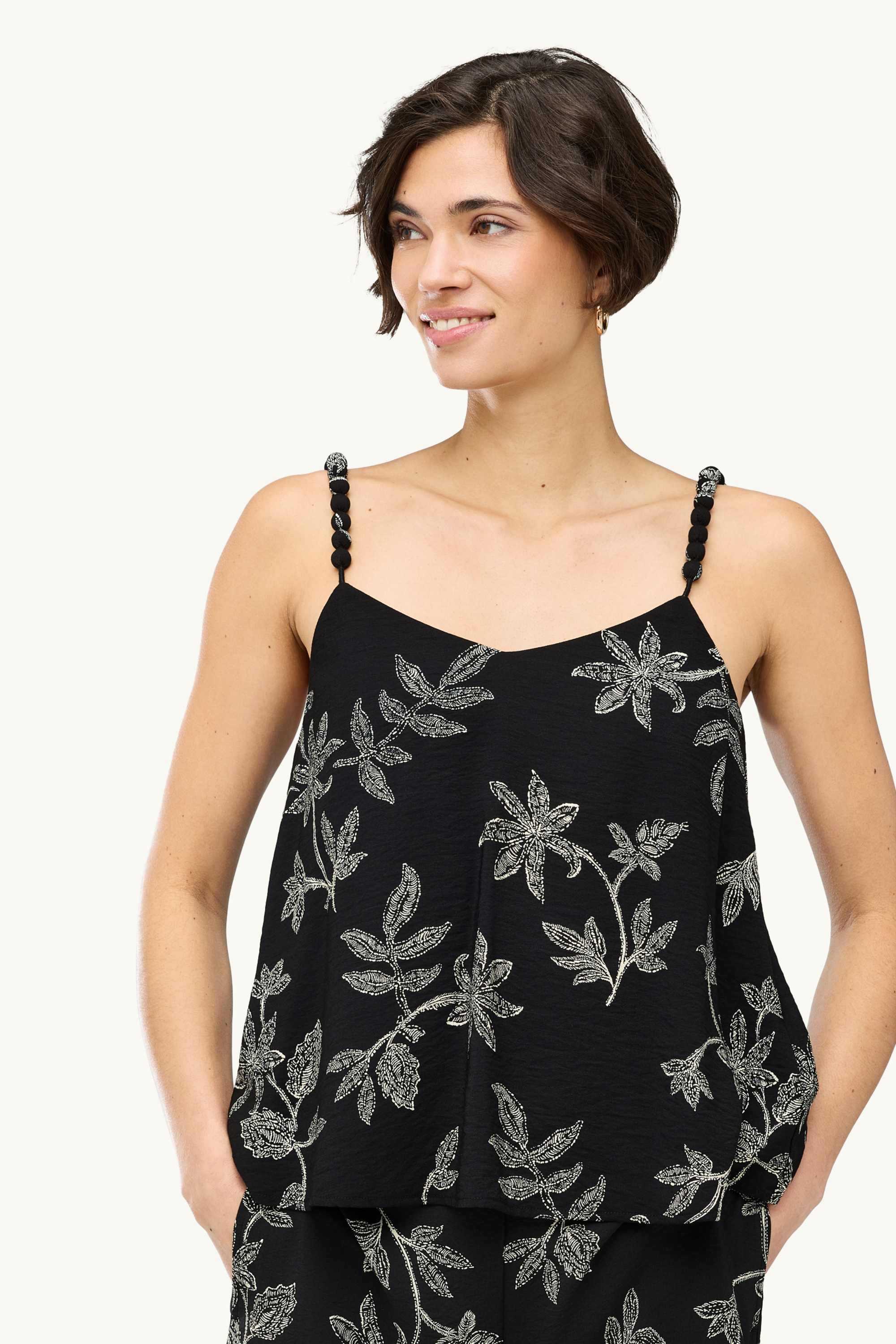 Blouse top - floral black