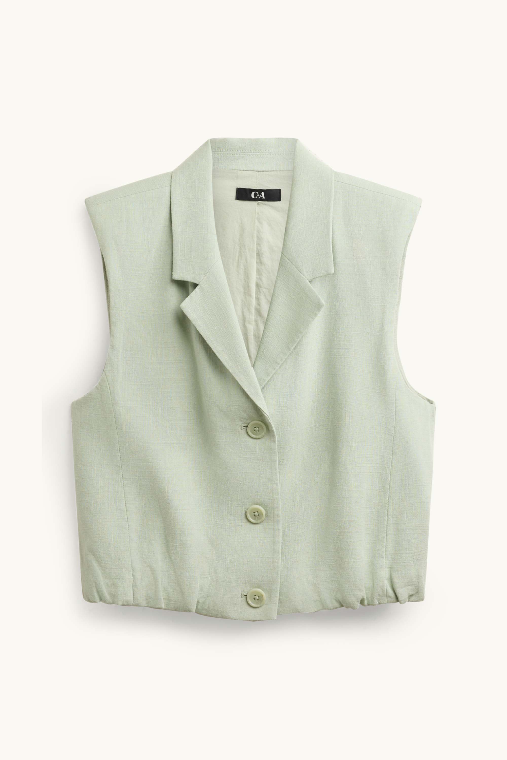 Waistcoat with linen content - fitted light green