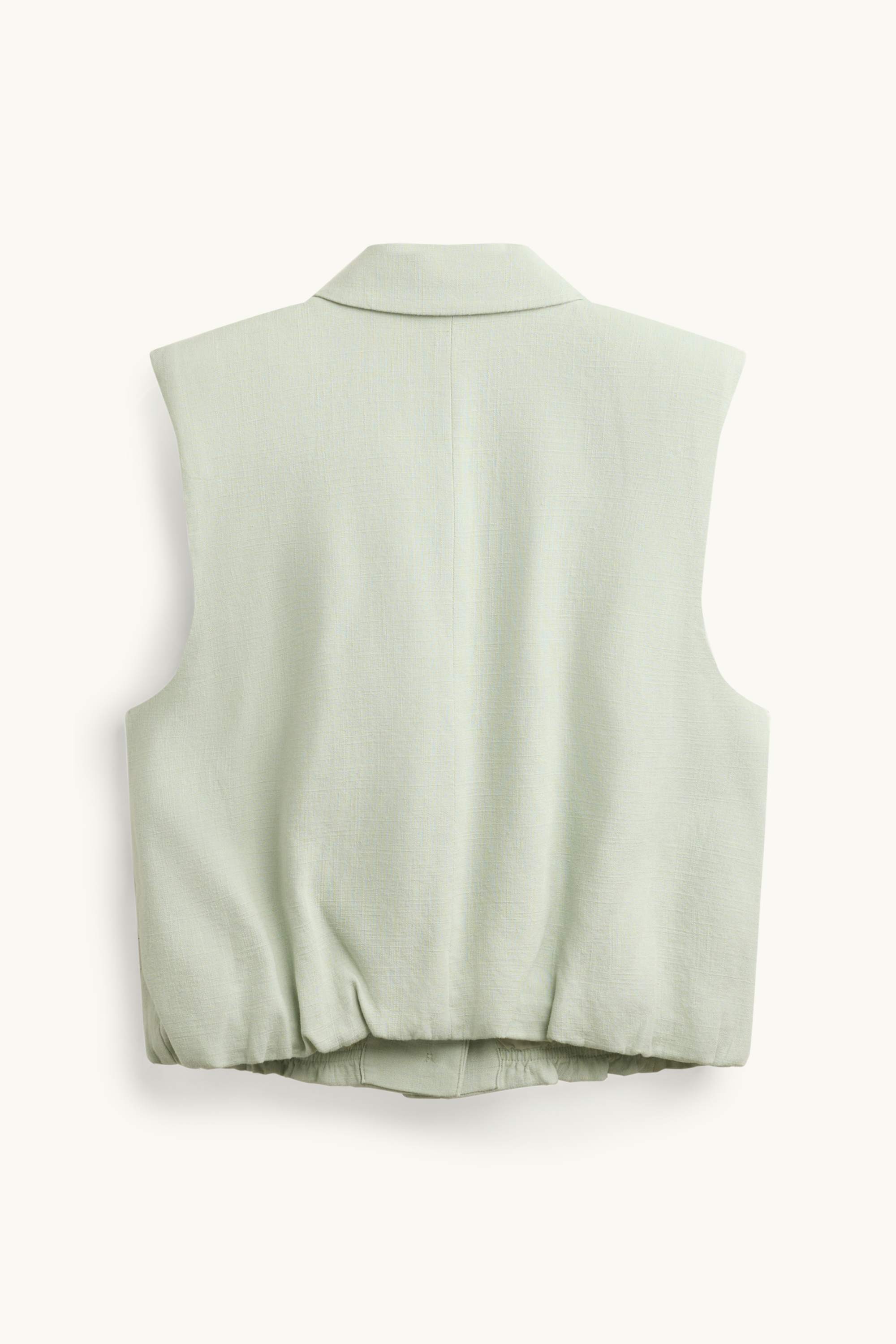 Waistcoat with linen content - fitted light green