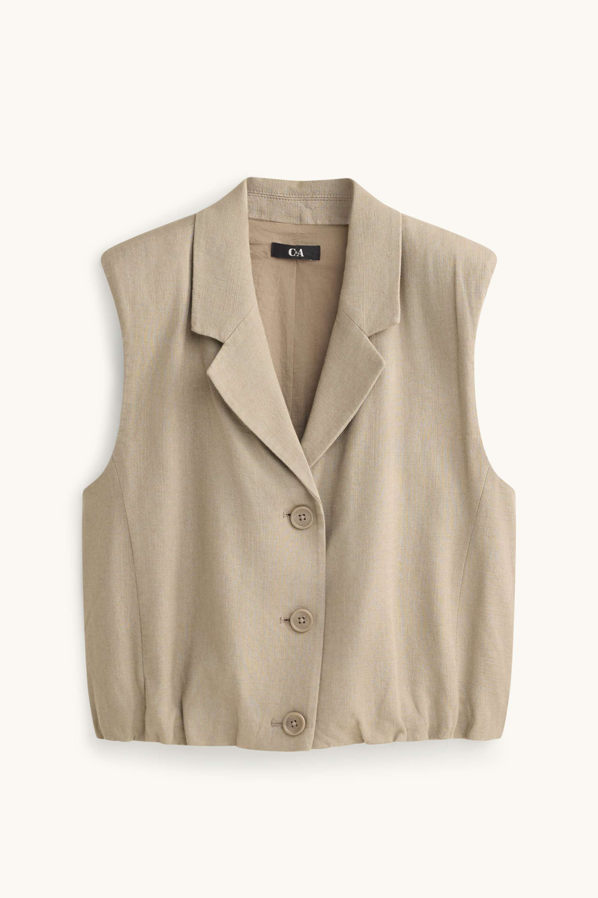 Waistcoat with linen content - fitted beige