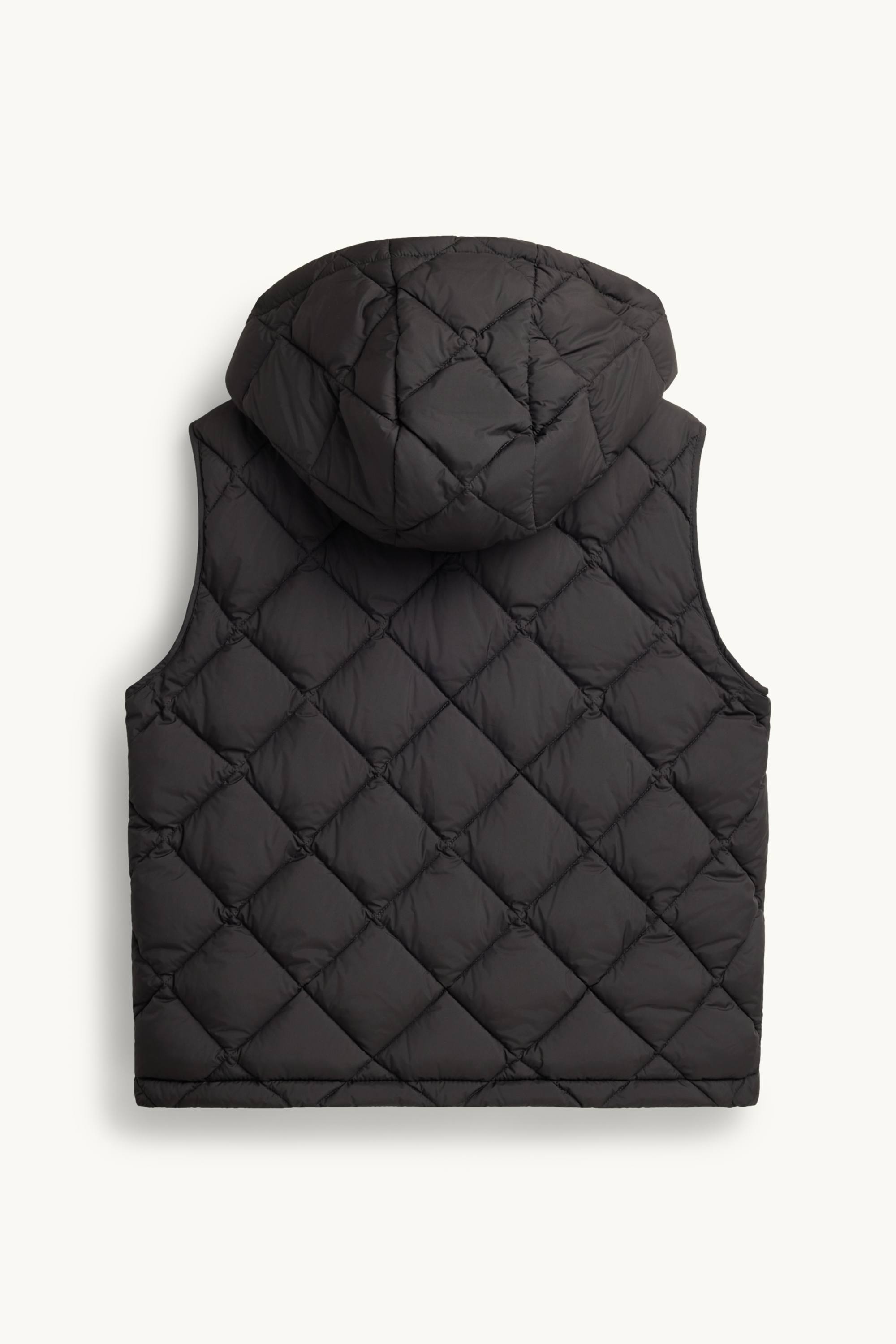 Quilted gilet with hood - water-repellent black