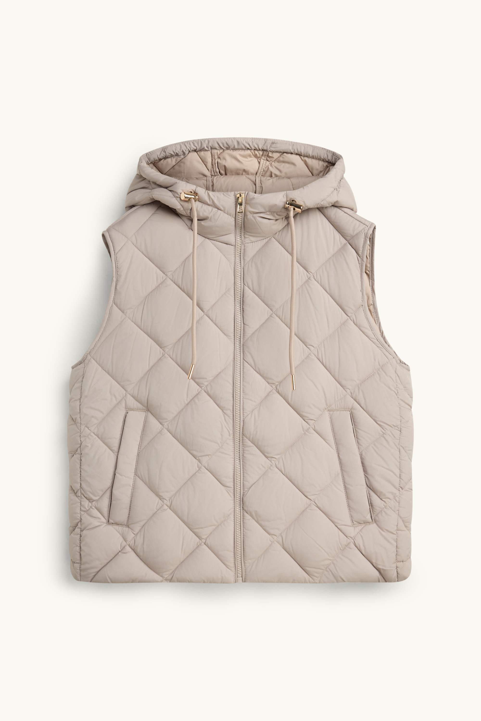 Quilted gilet with hood - water-repellent brown