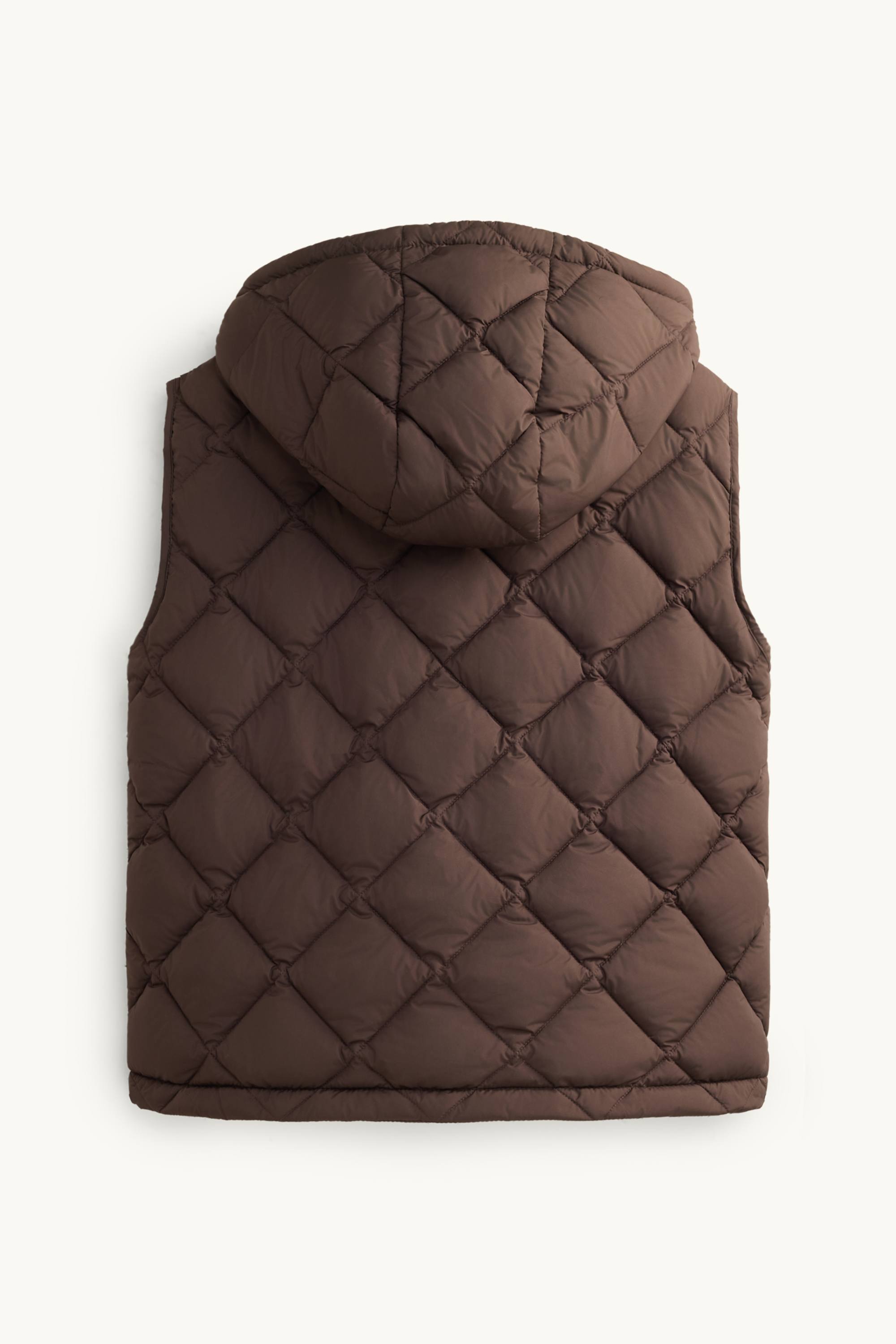 Quilted gilet with hood - water-repellent dark brown