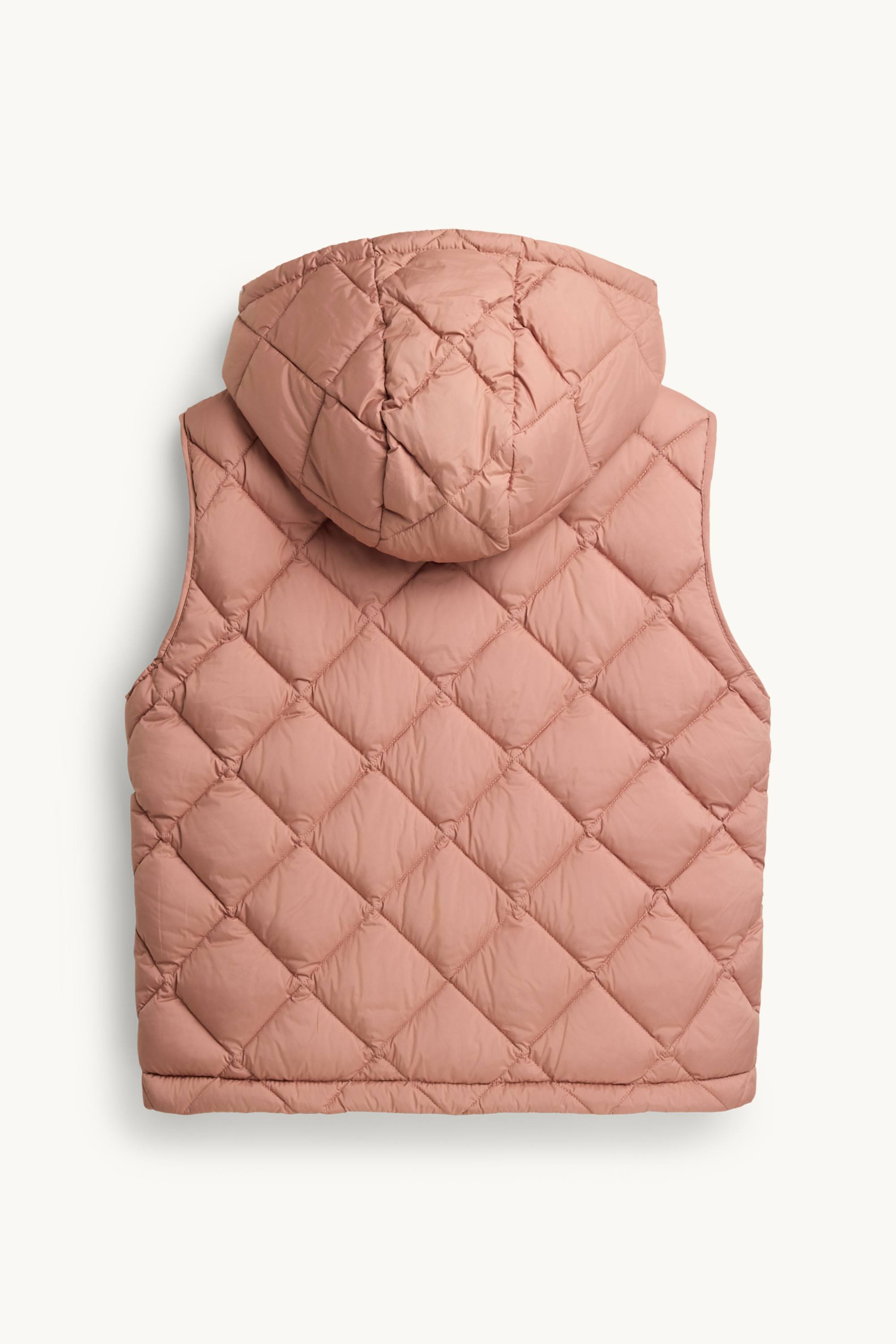 Quilted gilet with hood - water-repellent dark rose