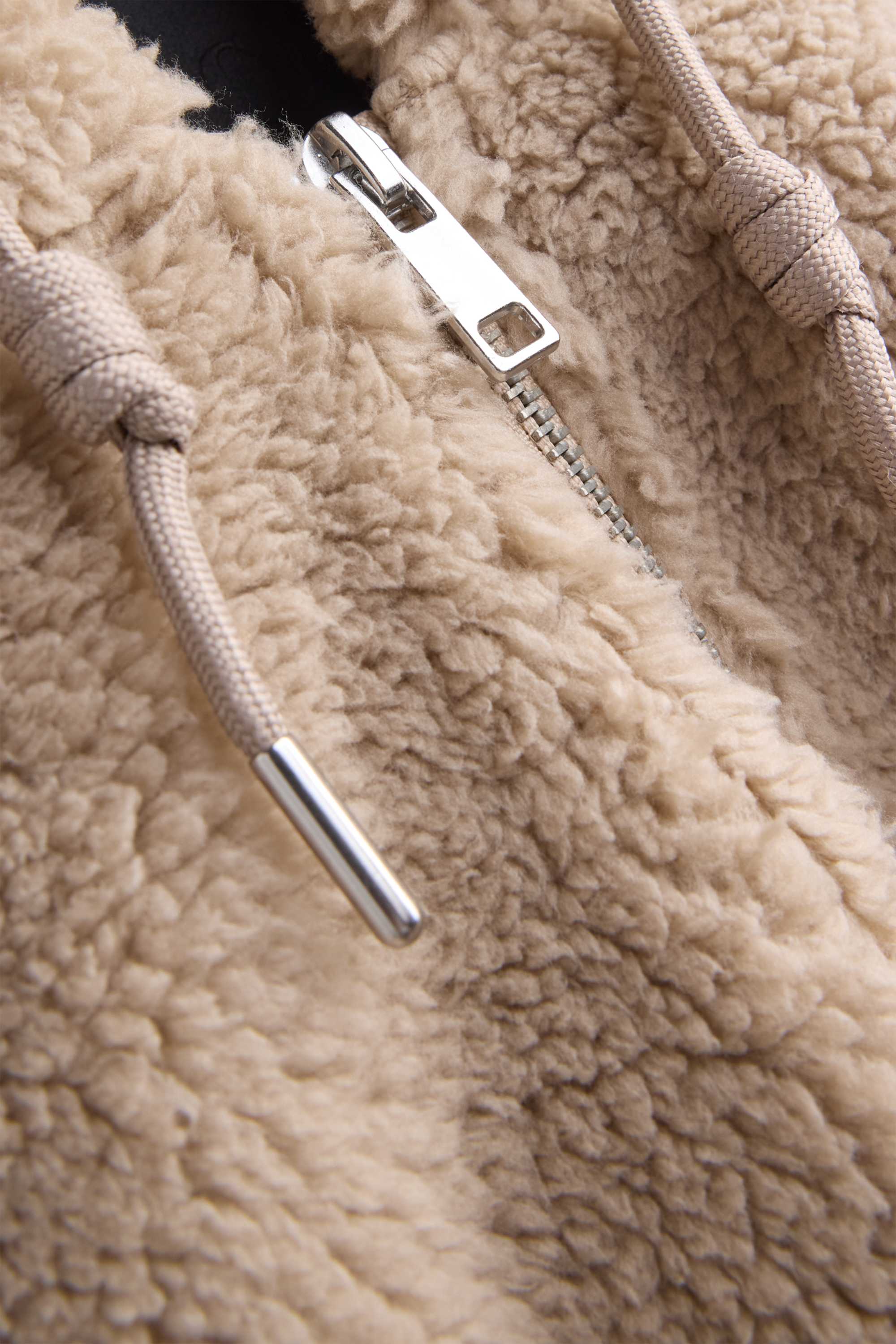 Teddy fur jacket with hood light brown
