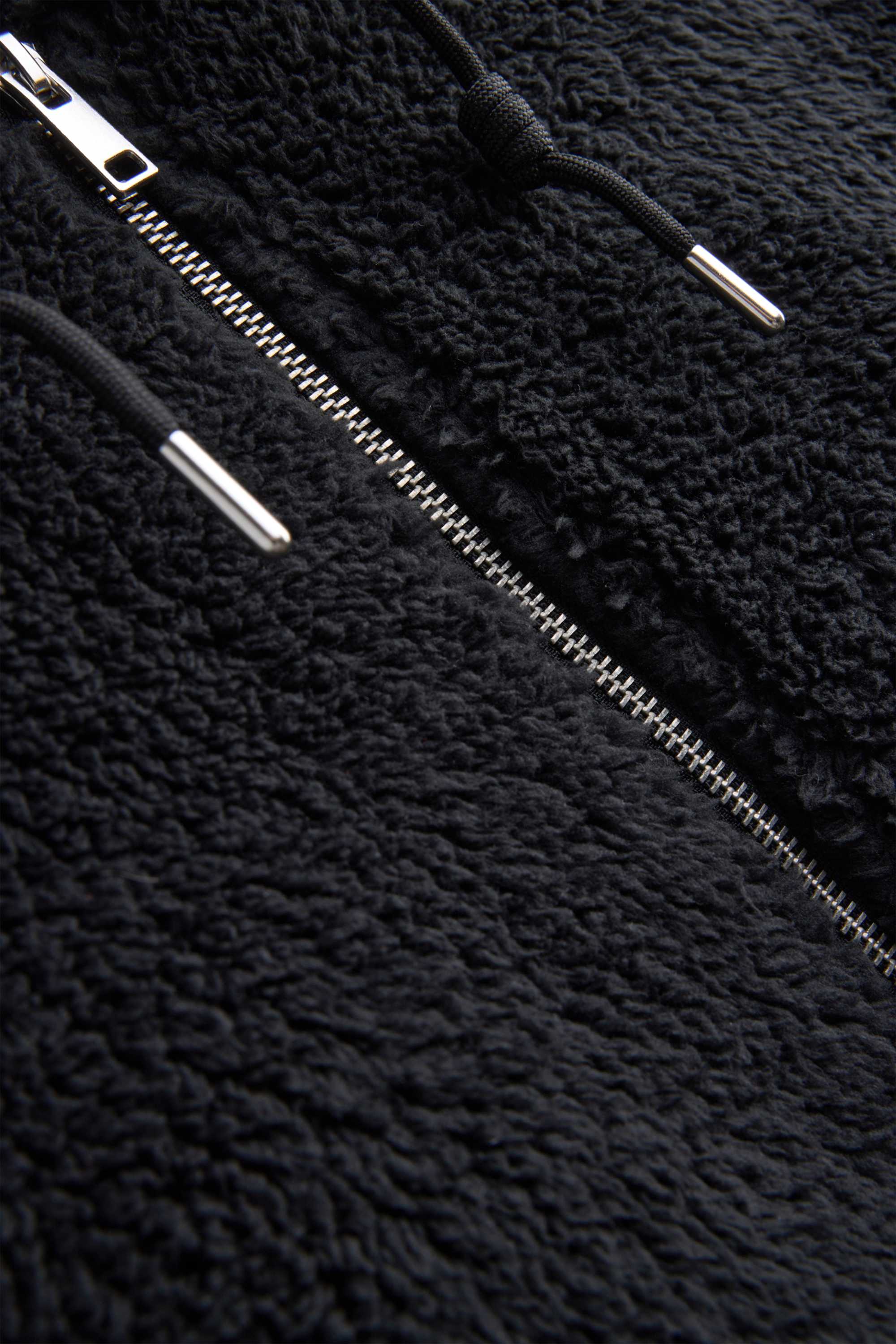 Teddy fur jacket with hood black