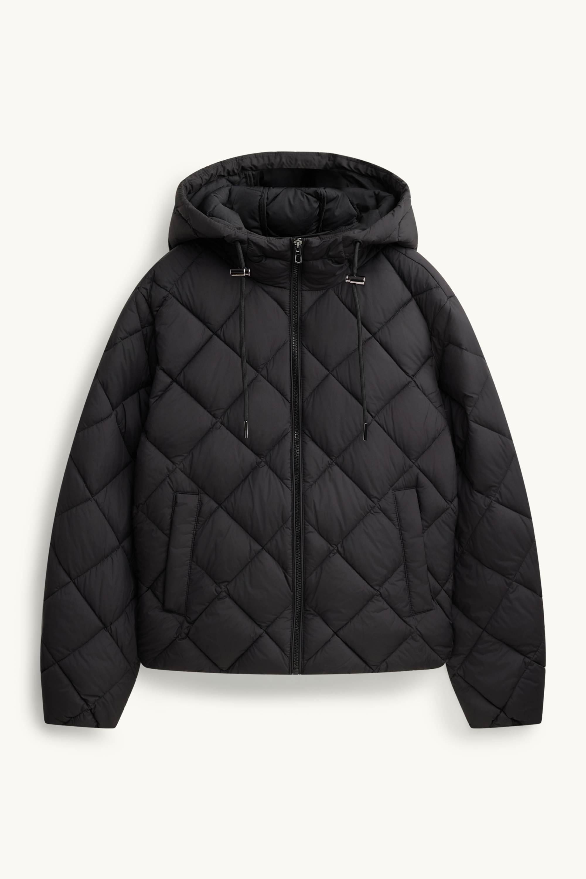 Quilted jacket with hood - water-repellent black