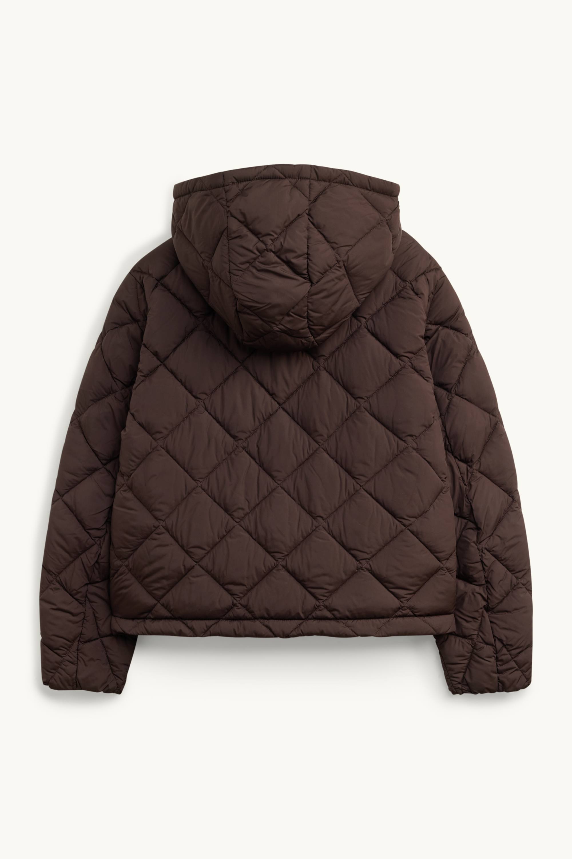 Quilted jacket with hood - water-repellent brown