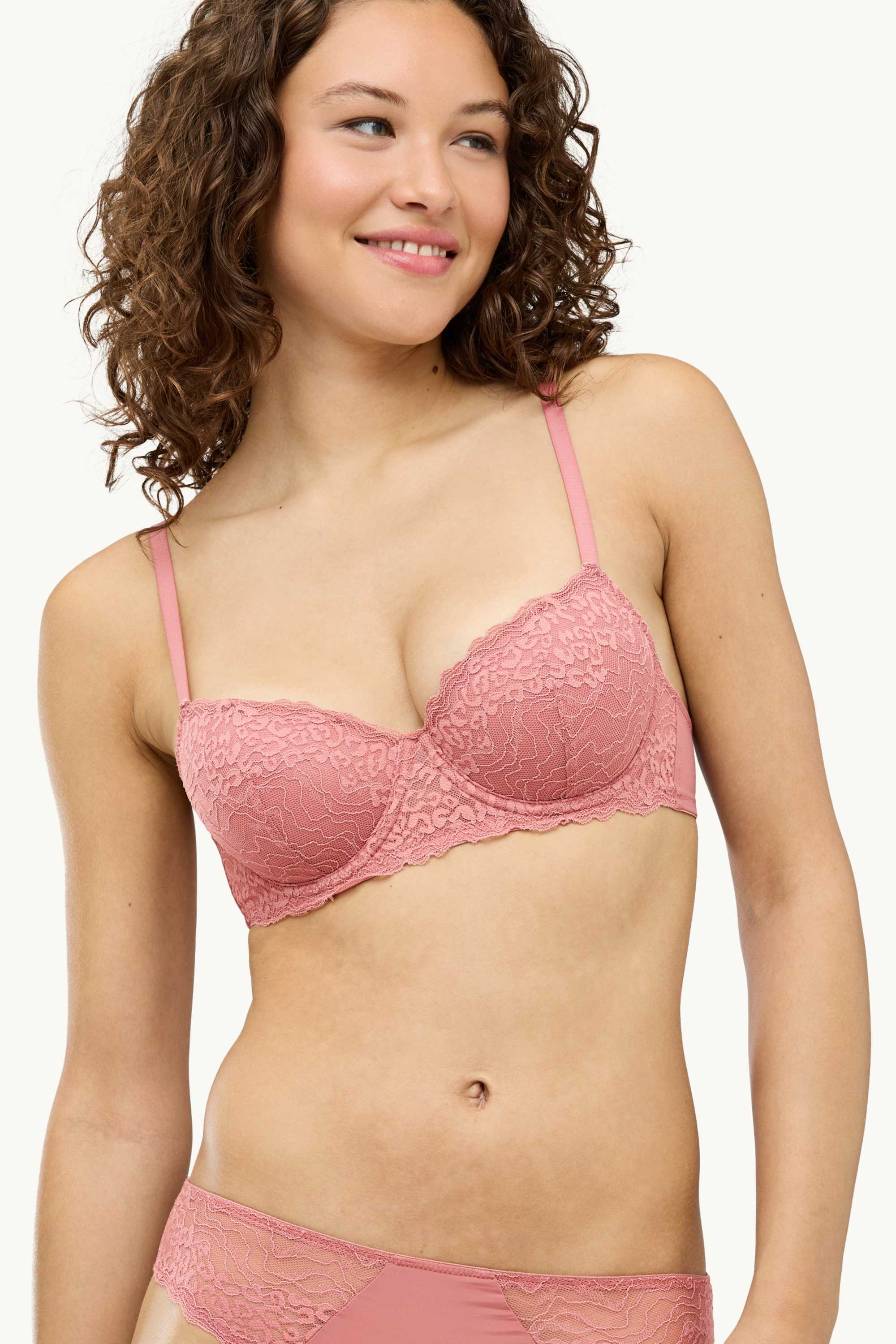 Underwire bra - DEMI - padded rose