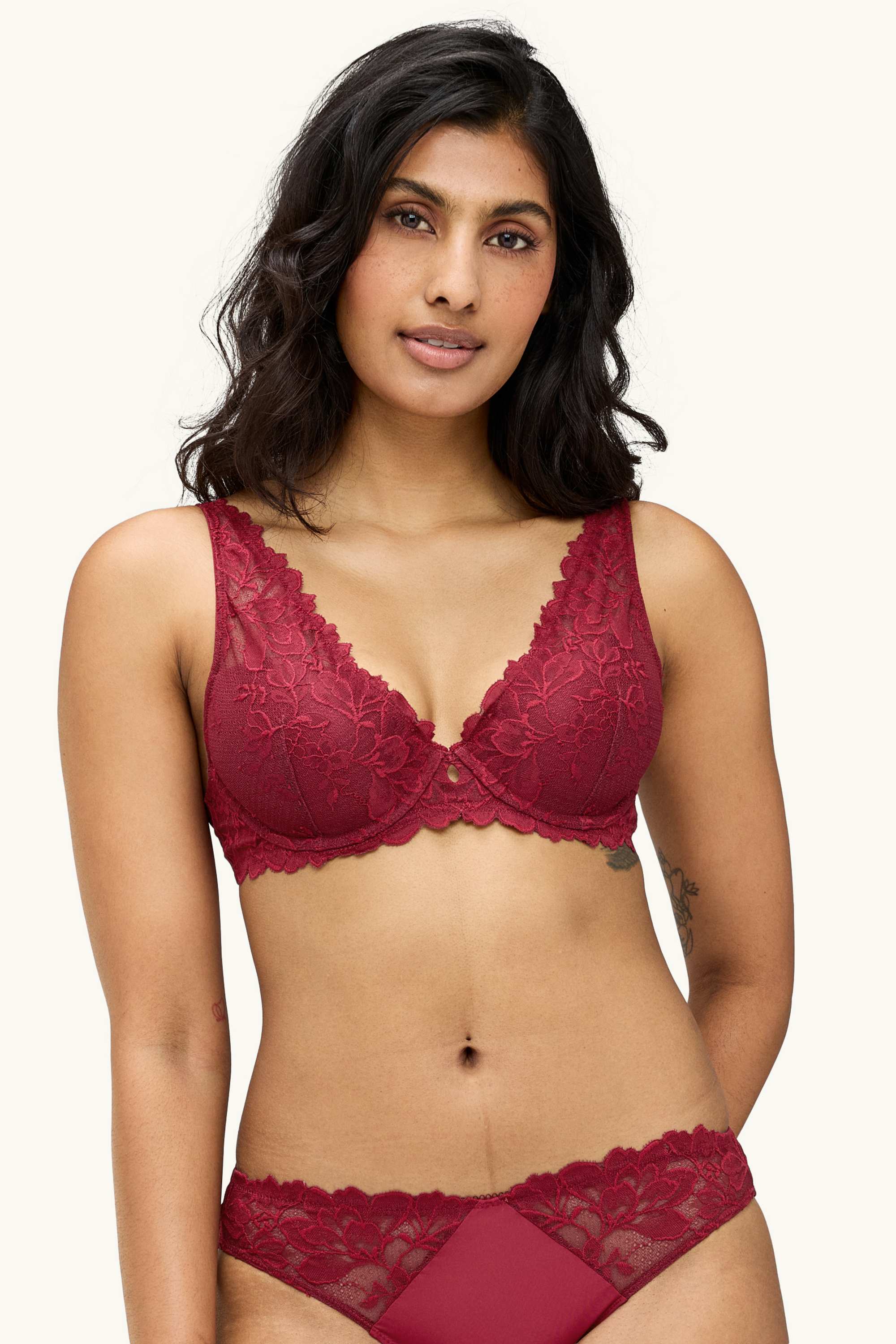 Underwire bra - PLUNGE - padded red