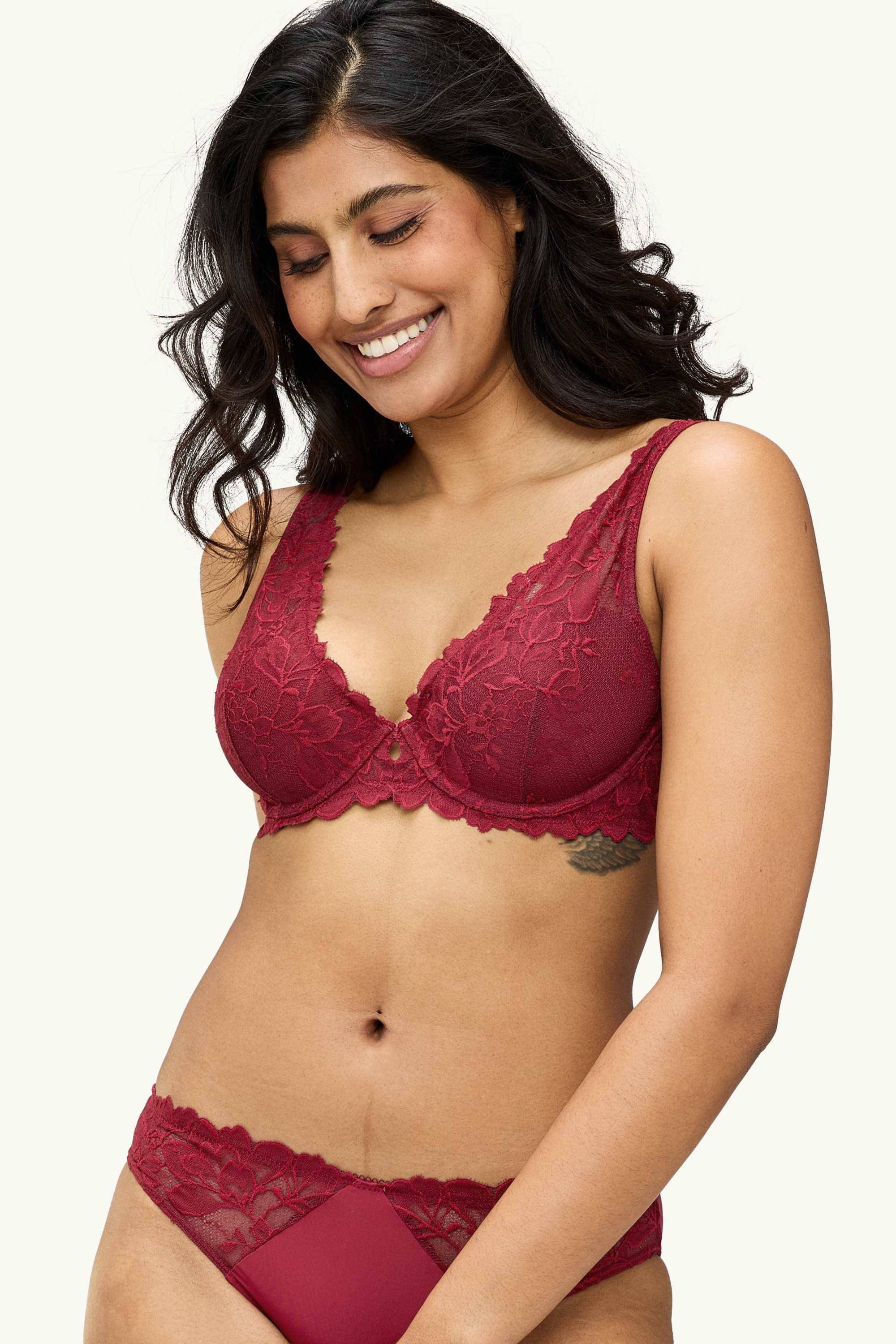 Underwire bra - PLUNGE - padded red