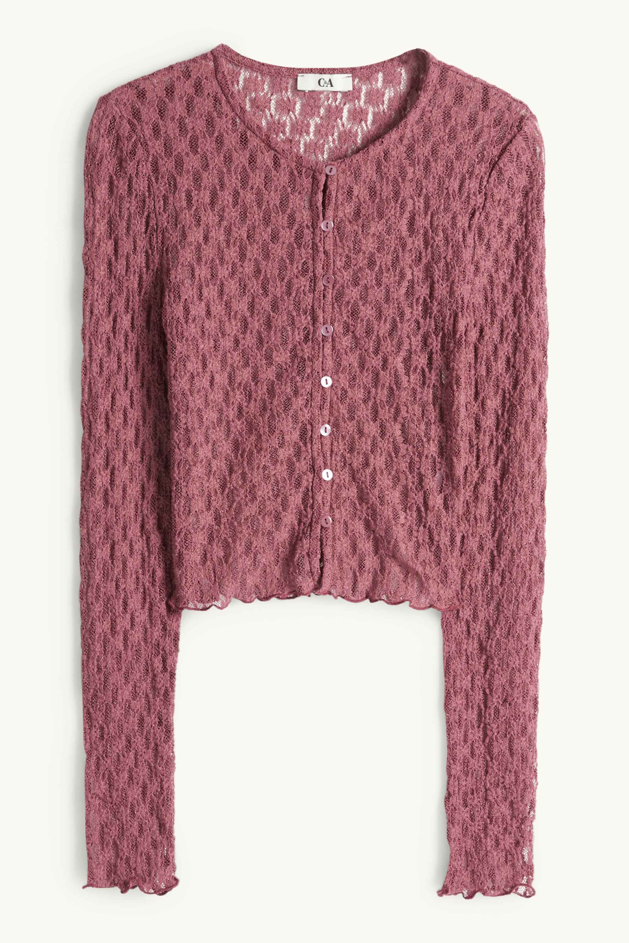 Cropped long sleeve top - slim fit dark rose