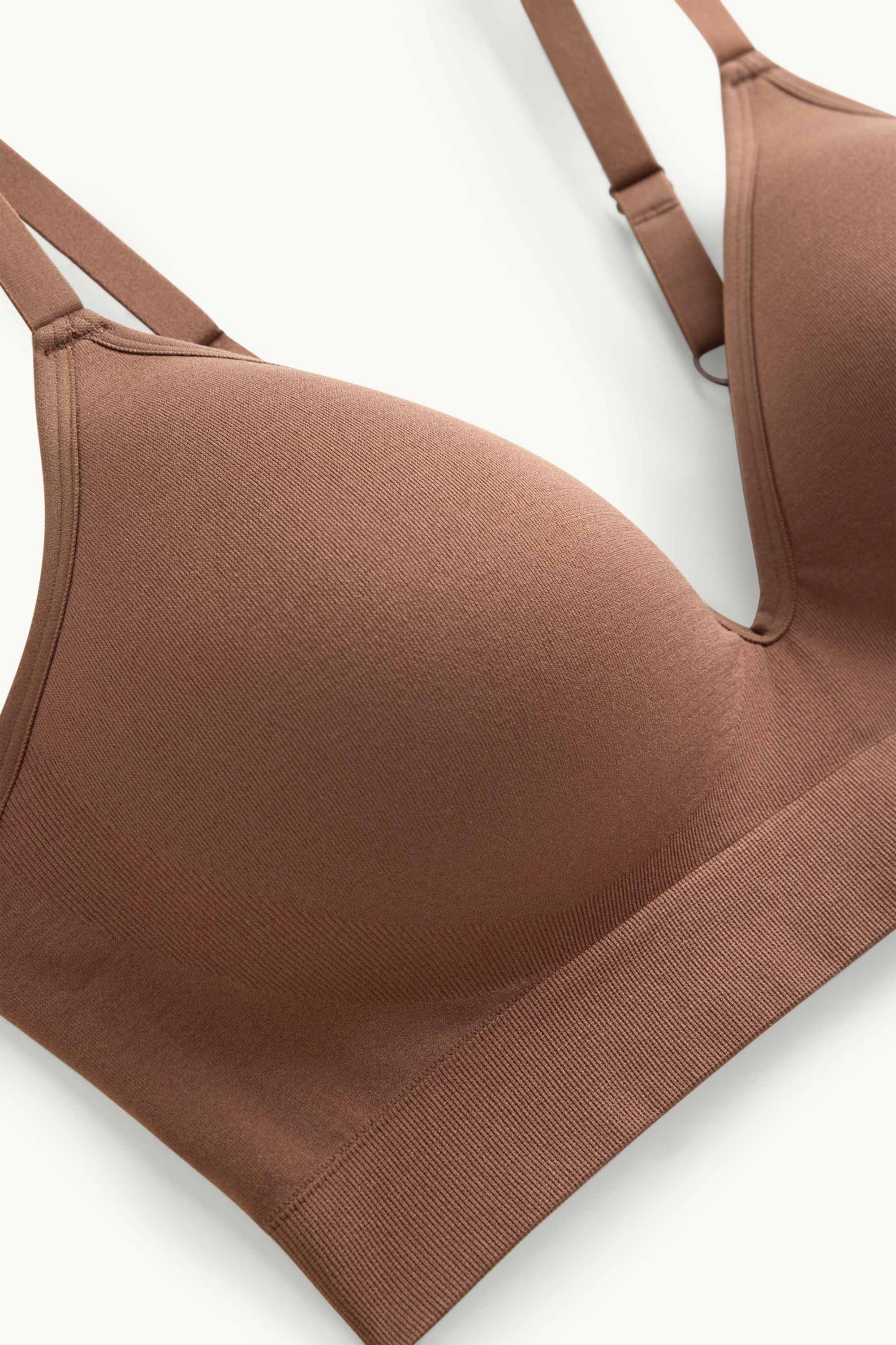 Non-wired bra - padded - seamless brown